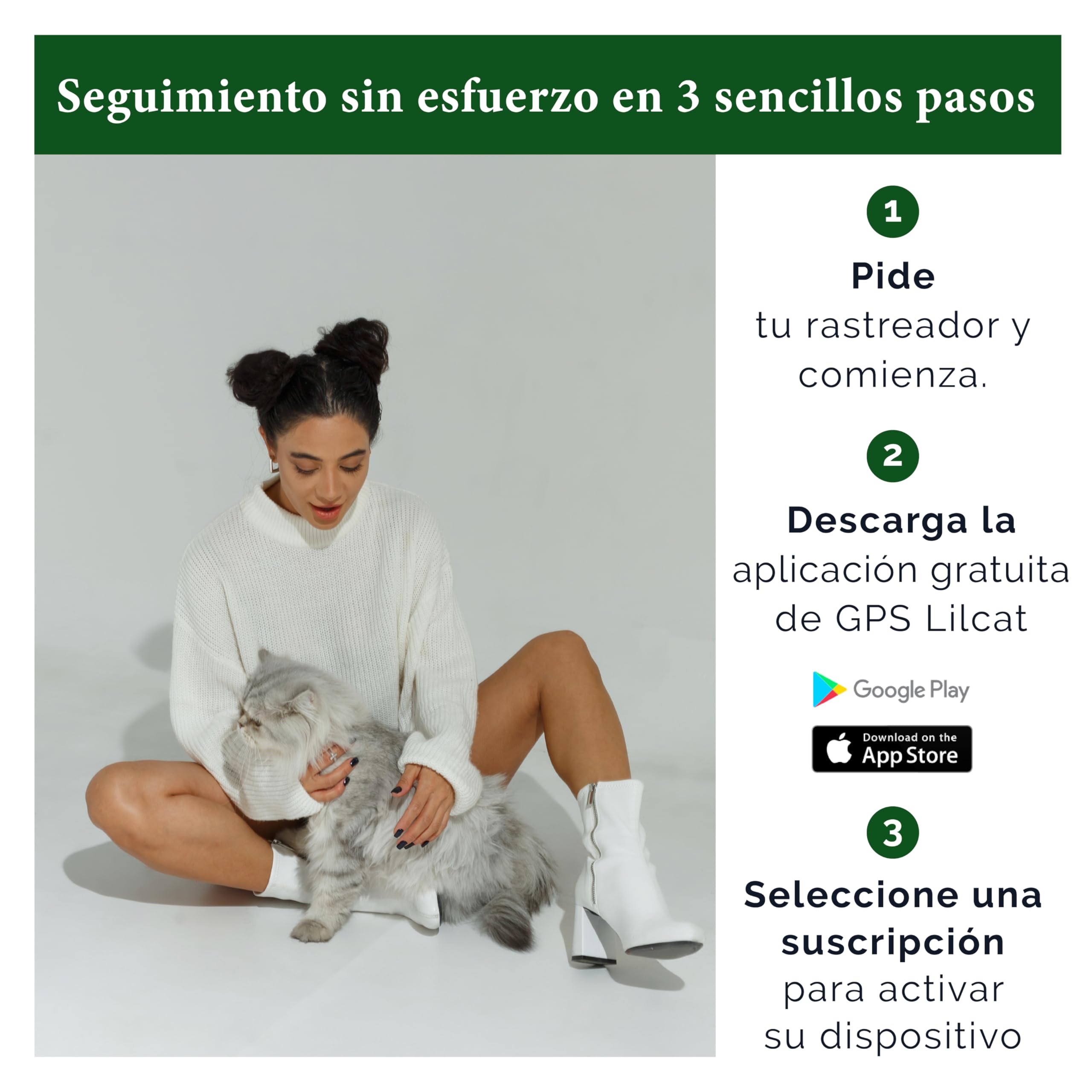 Lilcat 2 GPS y rastreador de Actividad para Gatos, Impermeable, Ligero, a Prueba de Golpes, Seguimiento GPS en Vivo e historial de ubicación, Contador de Pasos y Monitor de Actividad, Fabricado en