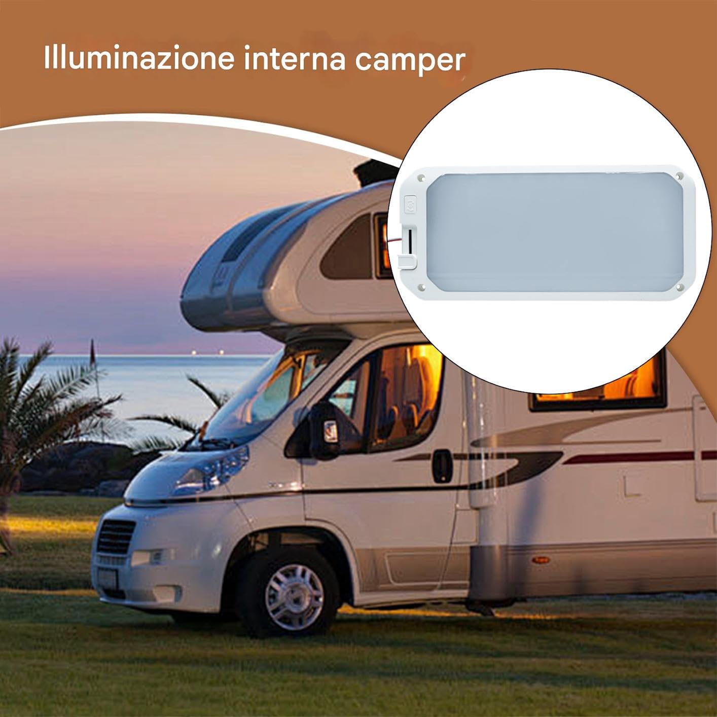 Luce interno RV, luce interna a LED per roulotte - Monte a soffitto a LED Light RV REGOLABILE | Lampada da campeggio in campeggio in campeggio a tre colori per, camion