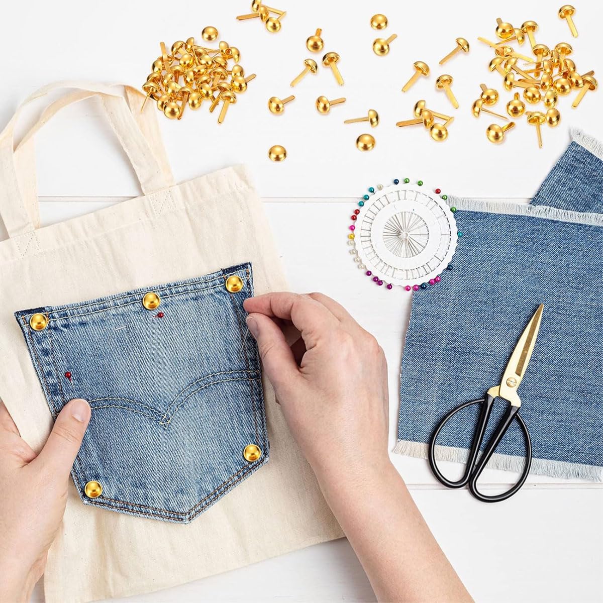 200 Clip In Ottone Per Scrapbooking - Fermi Tondi Per DIY E Progetti Artistici - Foto 7