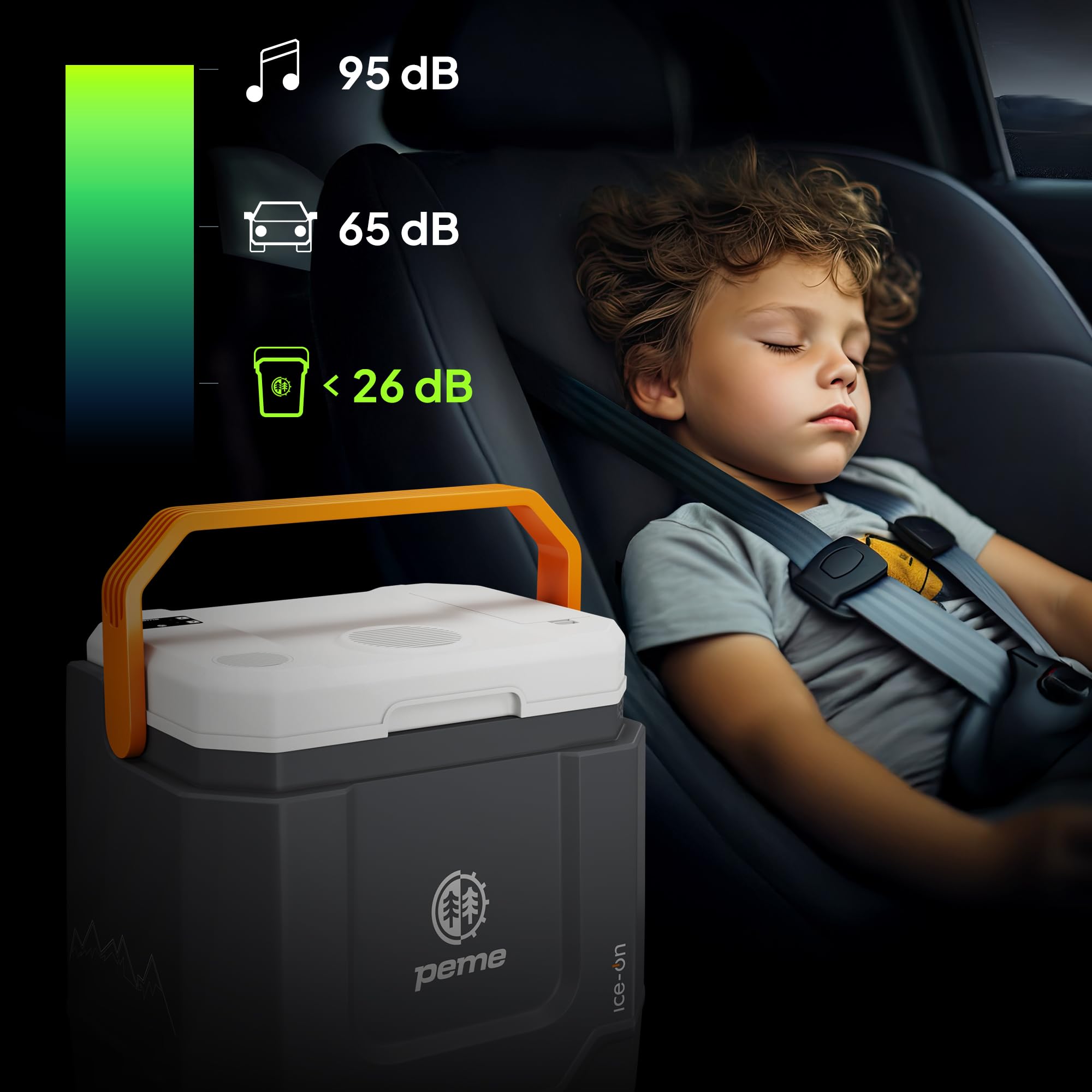 peme Frigorifero Portatile Elettrico Congelatore Termoelettrico Frigo Campeggio Auto 12v 220v Doppia Alimentazione per Camper Ricaricabile Congelatori Viaggio con Speaker Car Fridge USB - 31,5L Trip