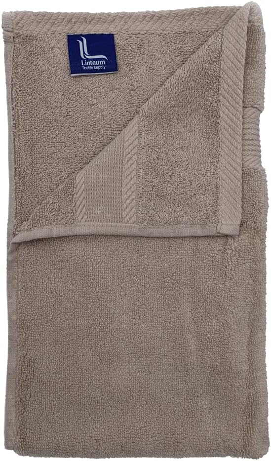 Linteum Textile 6 Piece Towel Set, 16x28 Inch, 100% Soft Cotton Zero Twist 16 Single Yarn Ring Spun Luxury Hand and Face Towels Spa Quality (Taupe)