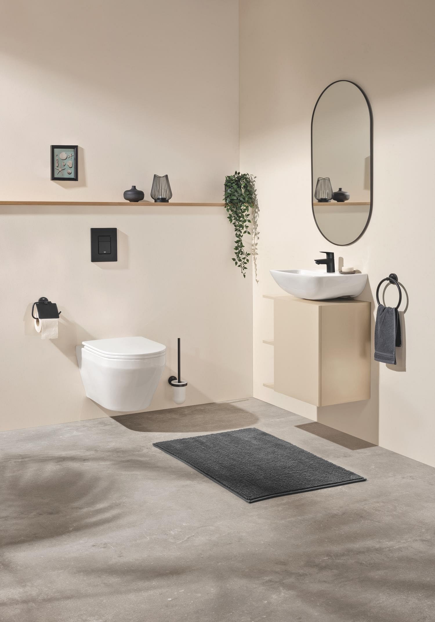 GROHE Start Edge - Grifo de repisa (Talla XS, montura cerámica, ahorro de agua, tuerca de fijación G 1/2"), Negro Mate, 1059632431