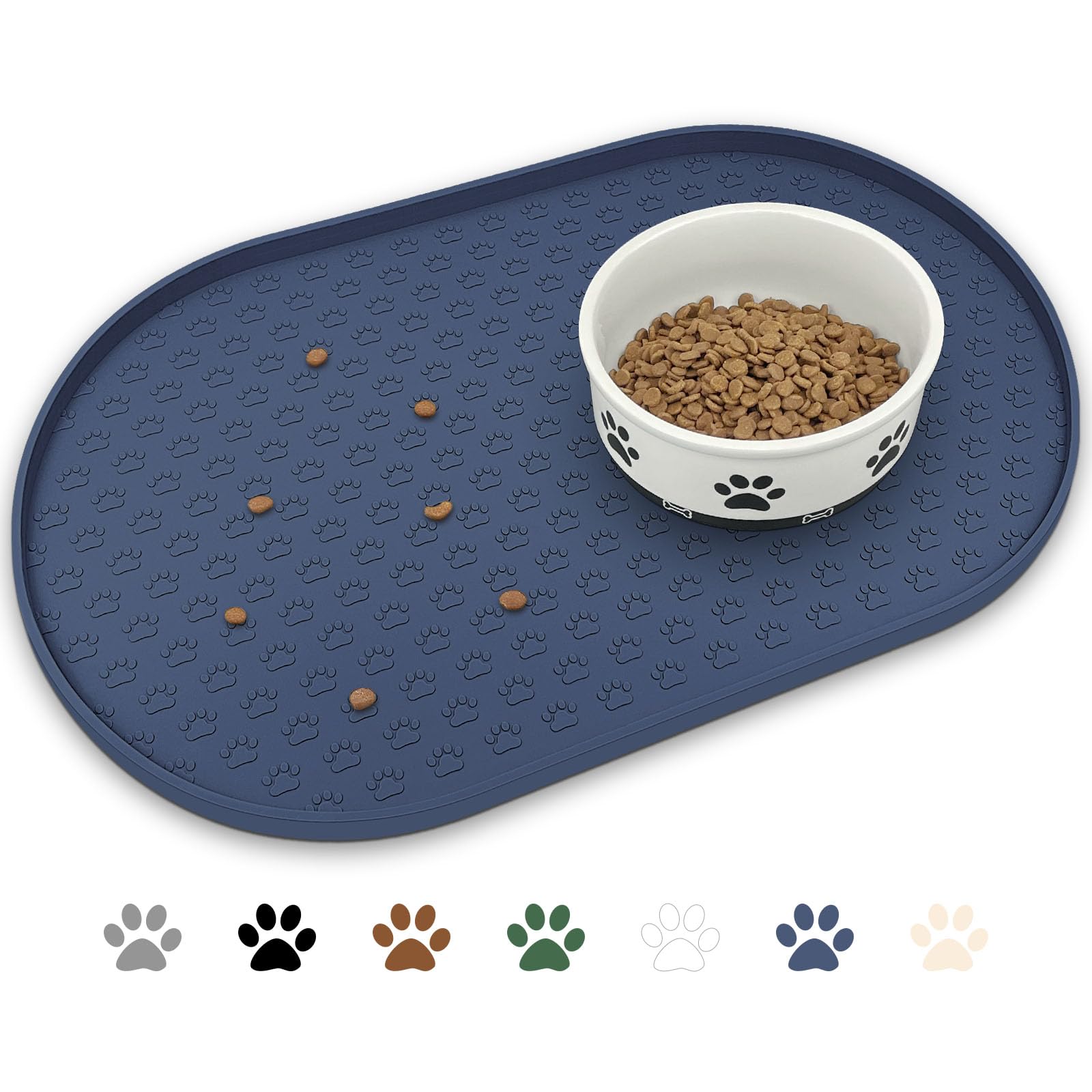KPWACD Pet Feeding Mat for Dogs and Cats, Silicone Dog Placemat Non-Slip Waterproof Bowl Mats Prevent Food and Water Overflow, High-Lips Puppy Dish