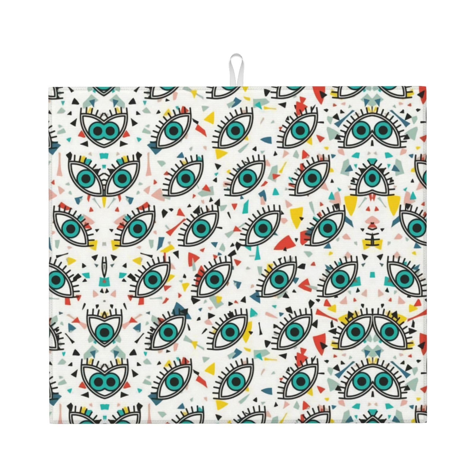 YYHWHJDE Eyes Prints Kitchen Drying Mat – Absorbent Microfiber Throw for Dishes, Non-Slip Counter Layer with Vibrant Fade-Resistant Print, Ideal for Appliance Protection
