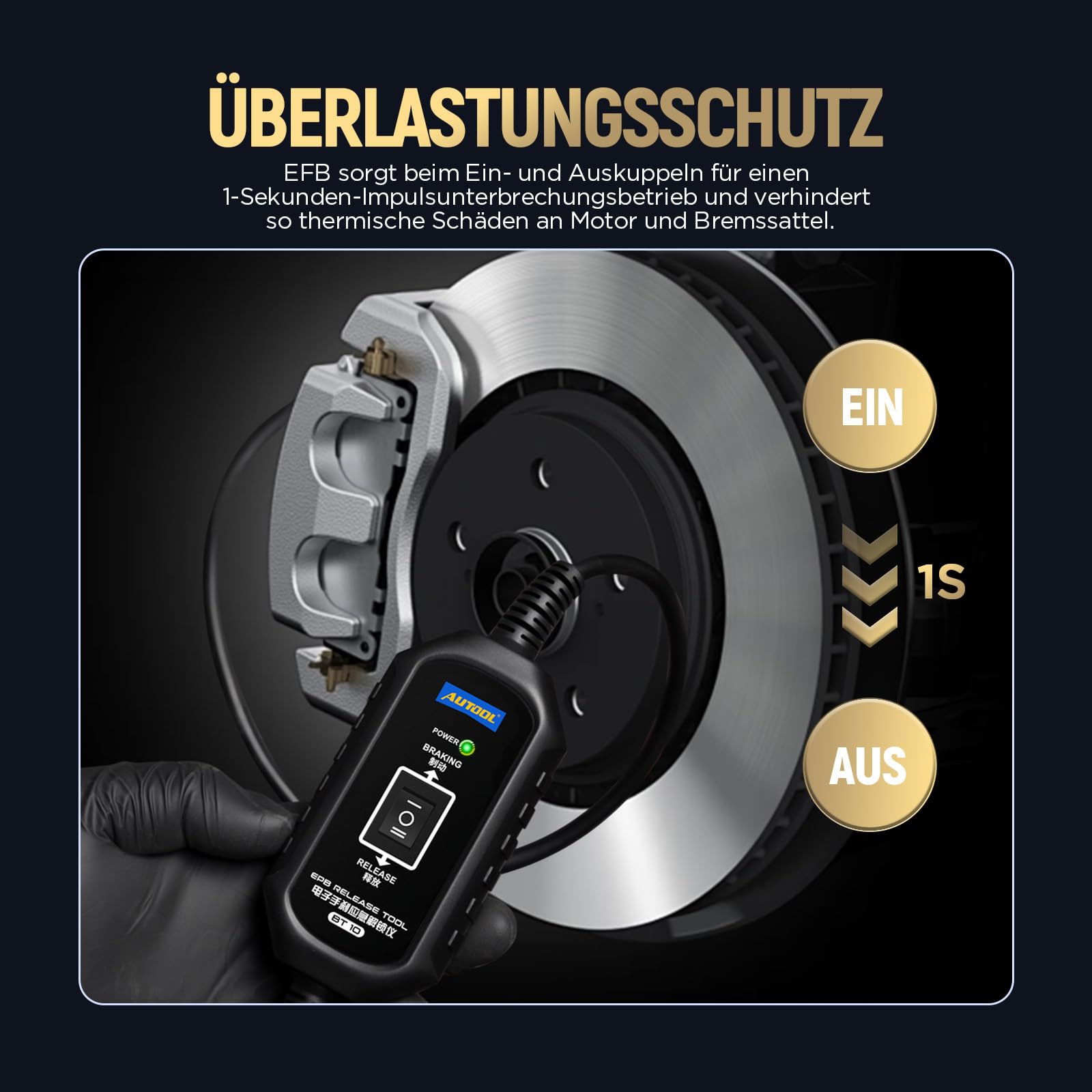 AUTOOL BT10 EPB Notentriegelungswerkzeug, Zweikanal-Steuerung für Bremse und Rückwärtsgang zum Lösen und Zurücksetzen der elektronischen Parkbremse, für Pannenhilfe, Fahrzeugbewegung/Reparatur/Wartung
