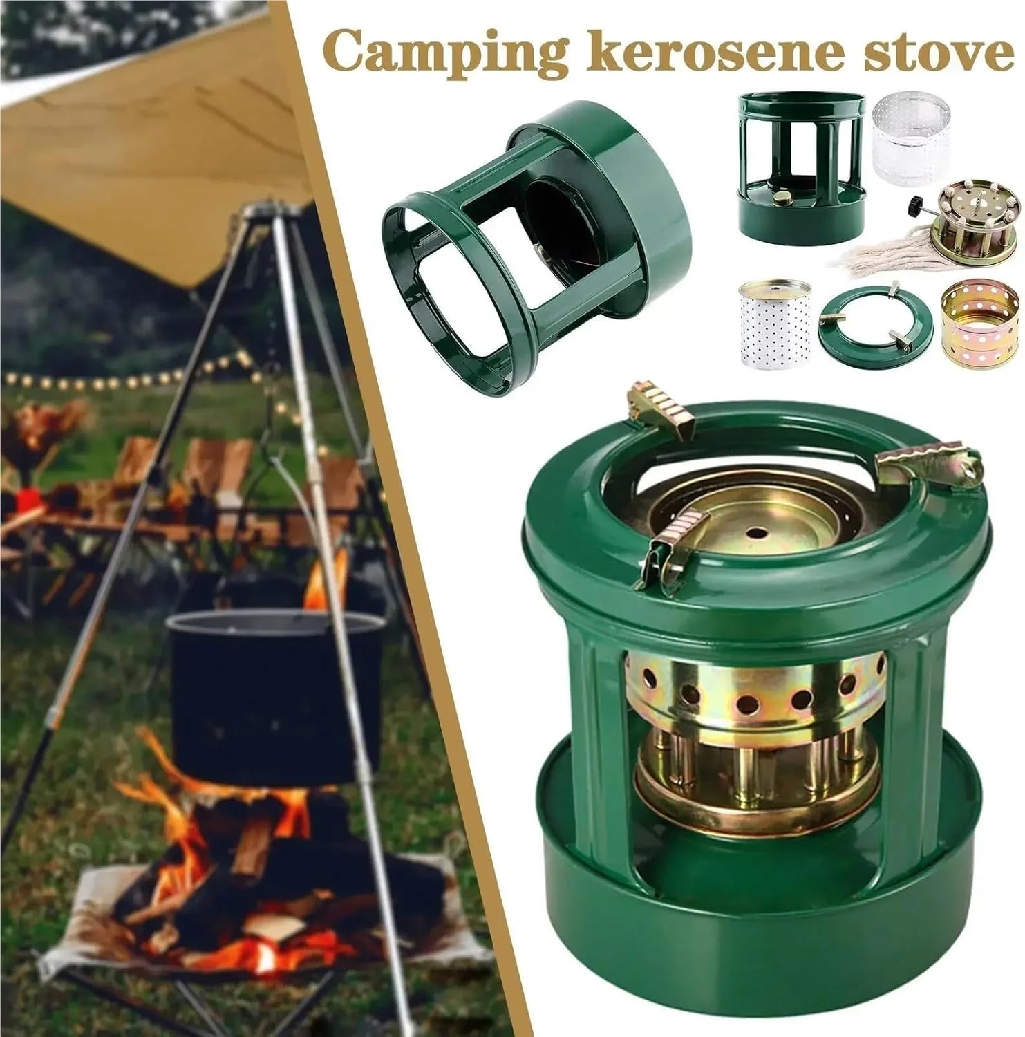 Kerosene Heater, Portable Kerosene Stove Windproof Burner Outdoor Camping Heater Patio Picnic Cooking,for Indoor Camping Garage(Round)