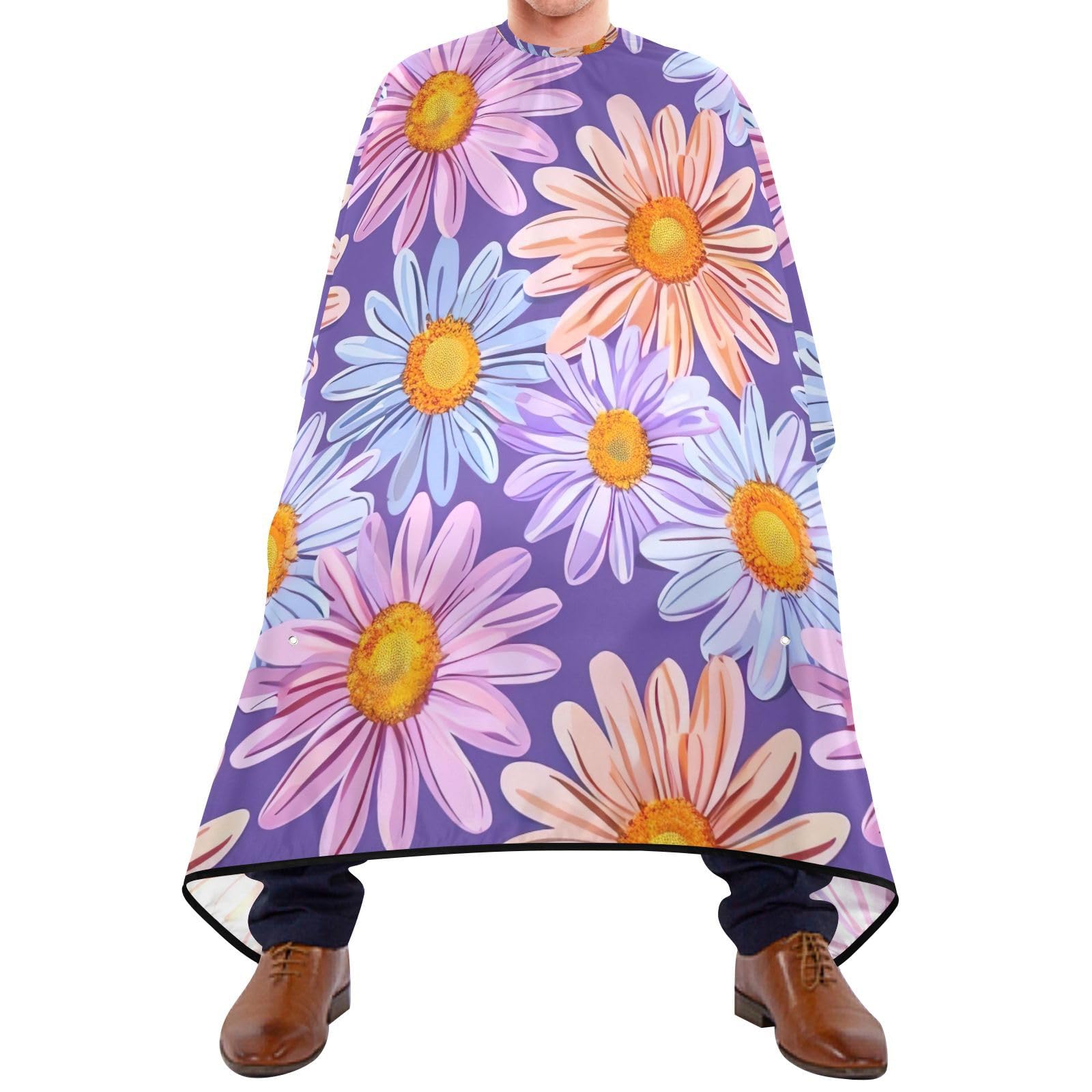 Hezely Hippie Purple Daisy Hair Dye Cape, Barber Cape for Adults,Waterproof Salon Cape,Waterproof Hairdressing Styling Hair Cutting, 65