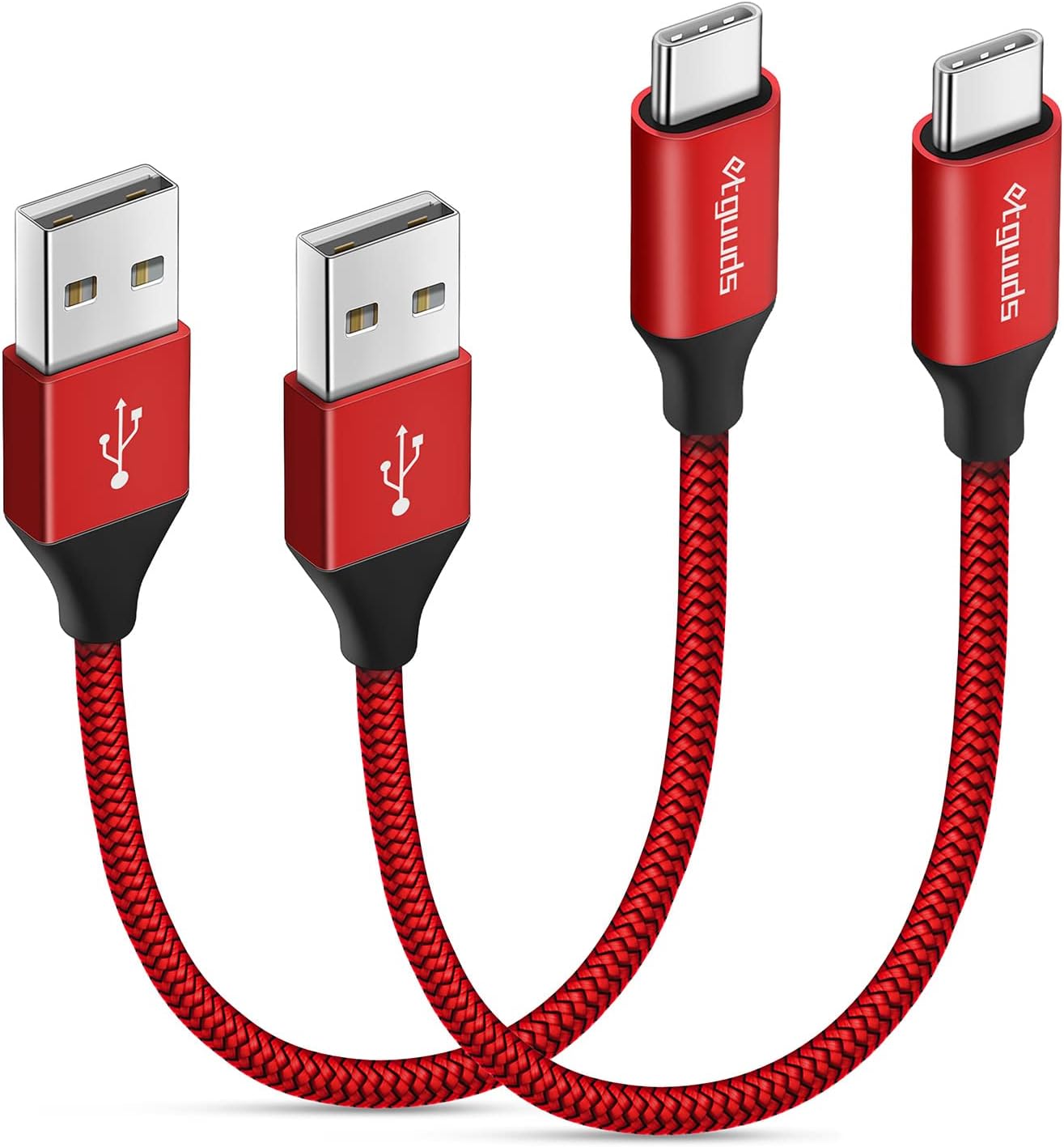 etguuds USB to USB C Cable 0.5ft, 2-Pack Short USB A to Type C Charger Cord Fast Charging for Samsung Galaxy A17 A16 A15 A26 A36 A56, S25 S24 S23 S22 S21 S20 S10 Note 20, for iPhone 17 16 15, Moto