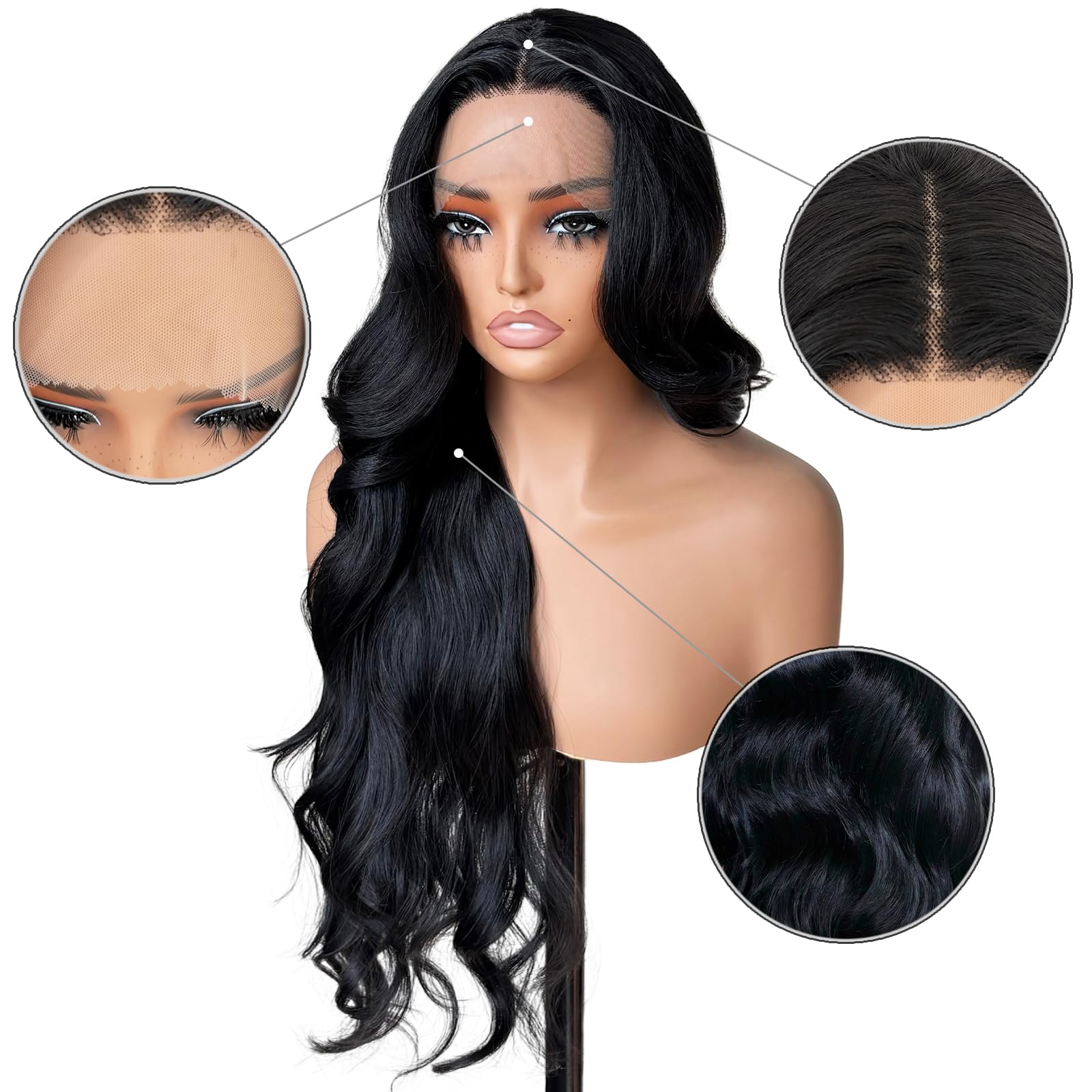 Amazon.com : SISgrace Black Synthetic Lace Front Wig 28 Inch 