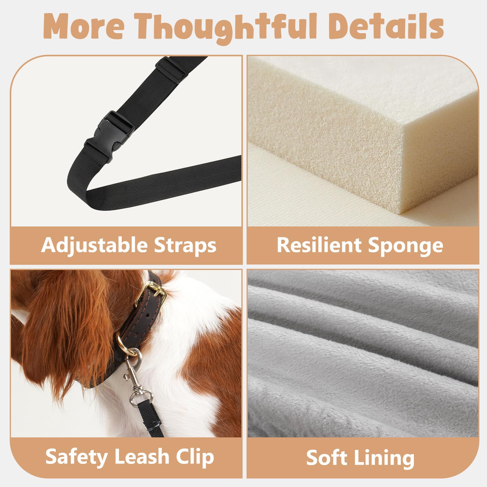 Avont Hunde Autositz für Kleine/mittlere unter 14 kg, Welpen-Hochsitz mit Sicherheitsgurt, Gut gepolstert für Reisen Stressfrei, 50 * 50 * 40 cm -Grau