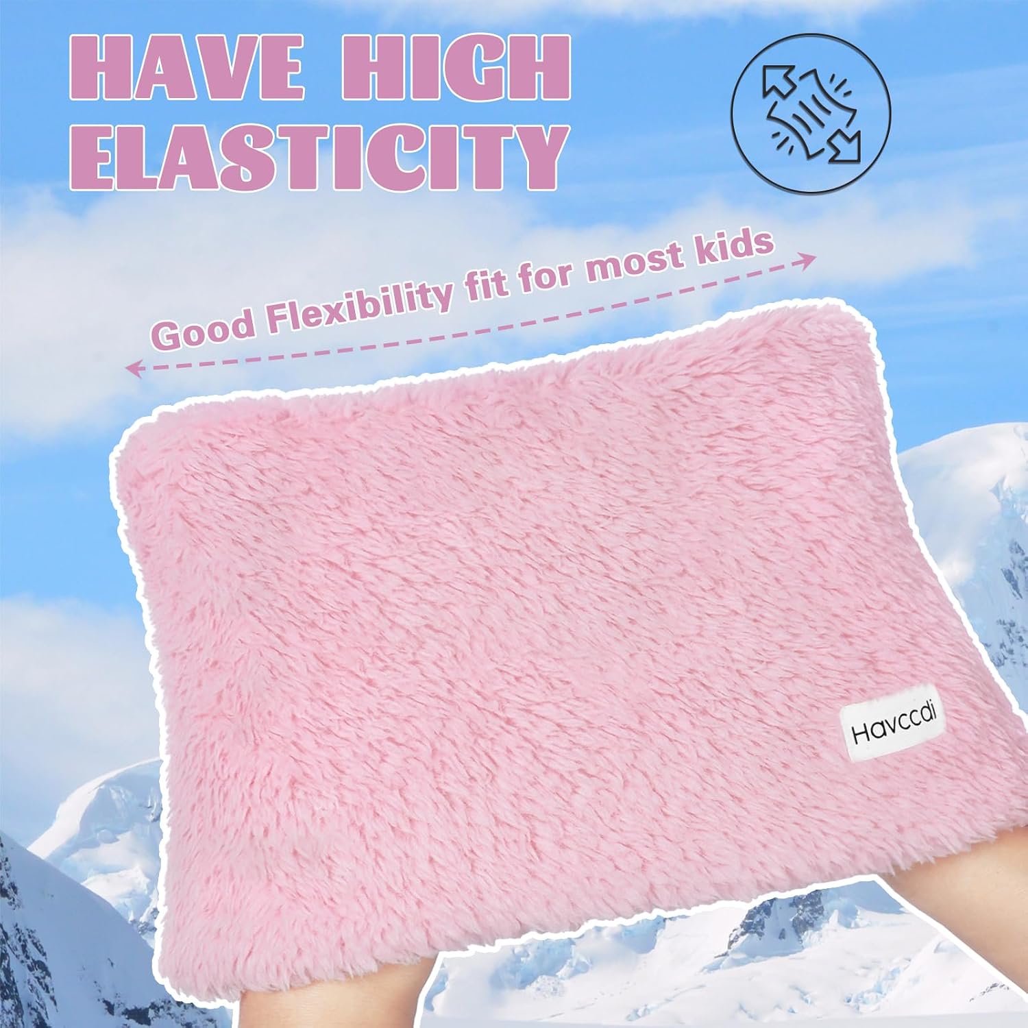 Kids Fleece Neck Warmer Gaiter, Winter Velvet Face Cover Scarf for Boys Girls Double-Layer Ski Mask for Cold Weather