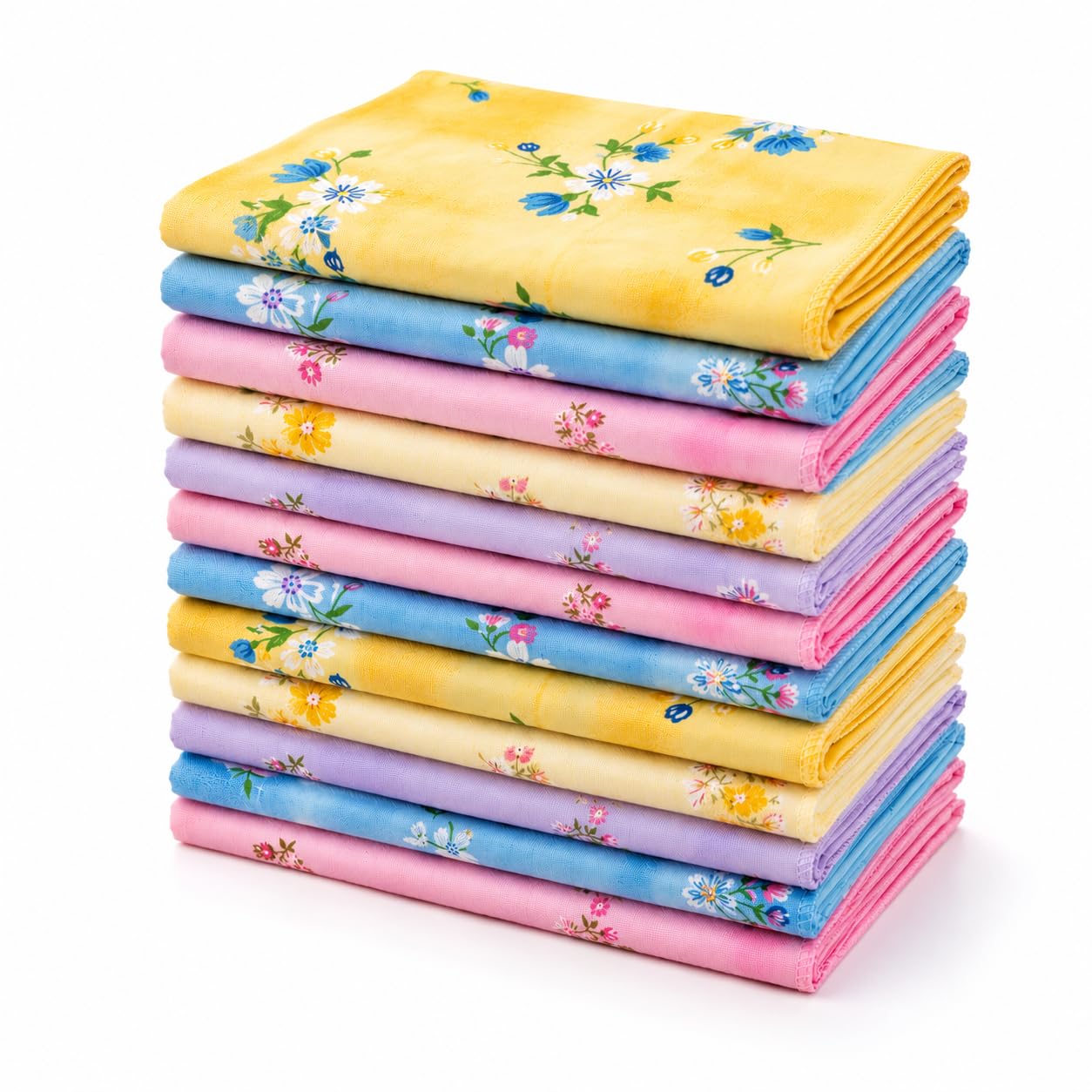 Ally Vinny Premium Cotton Handkerchiefs for Women & Kids – Pack of 6 Soft Absorbent Ladies Rumals, Reusable Face Towels with Multicolor Floral Prints, Extra Soft Cotton Hankies, 33 x 33 cm