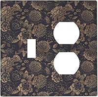 Vista 129 de William Morris Floral Boho Azul Medianoche Azul Bohemio Flor 1 Banda Dúplex Cubierta de Salida Decorativa Receptáculo Único Interruptor Eléctrico