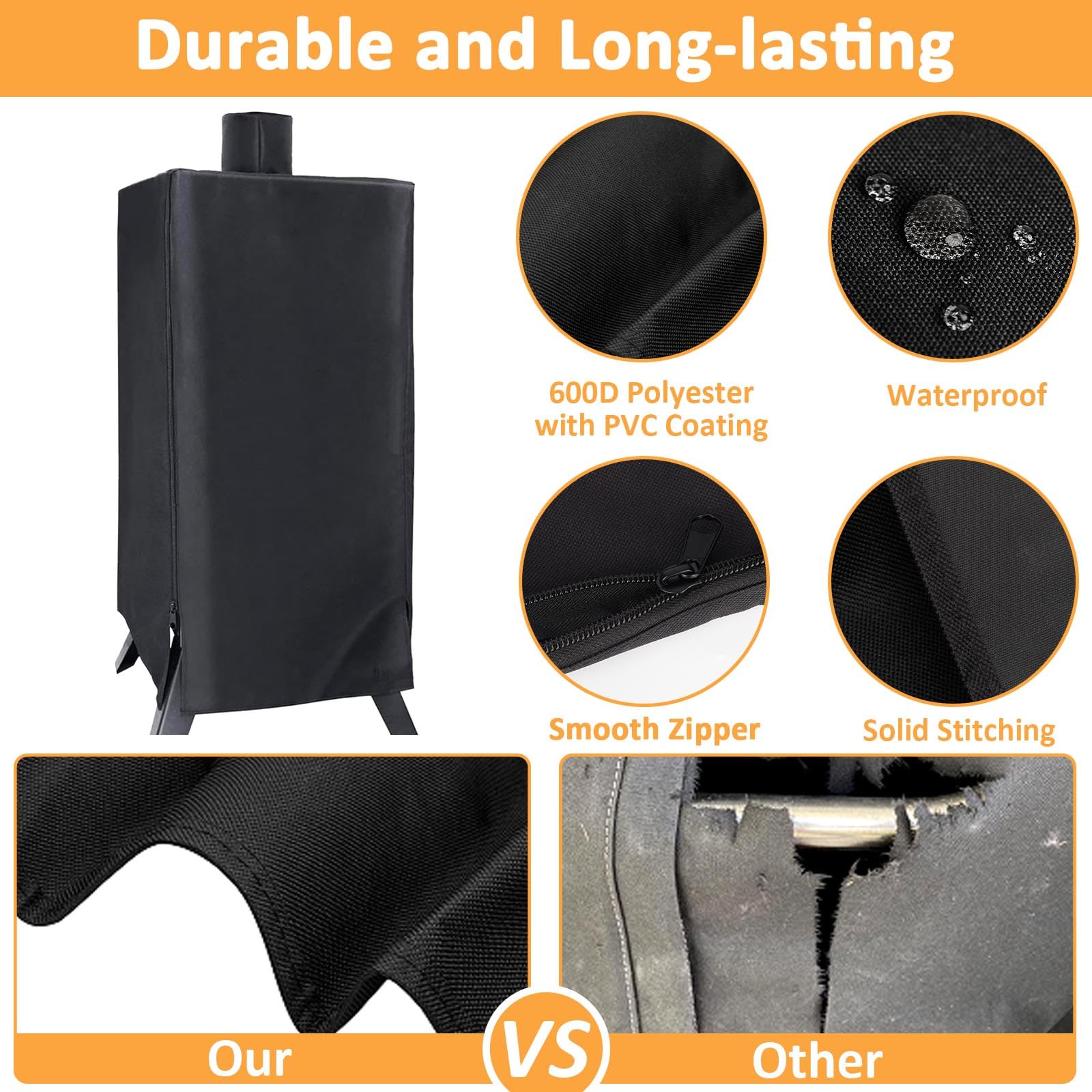 Smoker Cover for Pit Boss 3 Series Vertical Grill, 73351 Pellet Cover for Pit Boss PBV3G1 PBV3P1 PBV3D1 Vertical Smoker Covers, 600D Waterproof Smoker Cover with Zipper, PBV3G1 Smoker Covers - 3