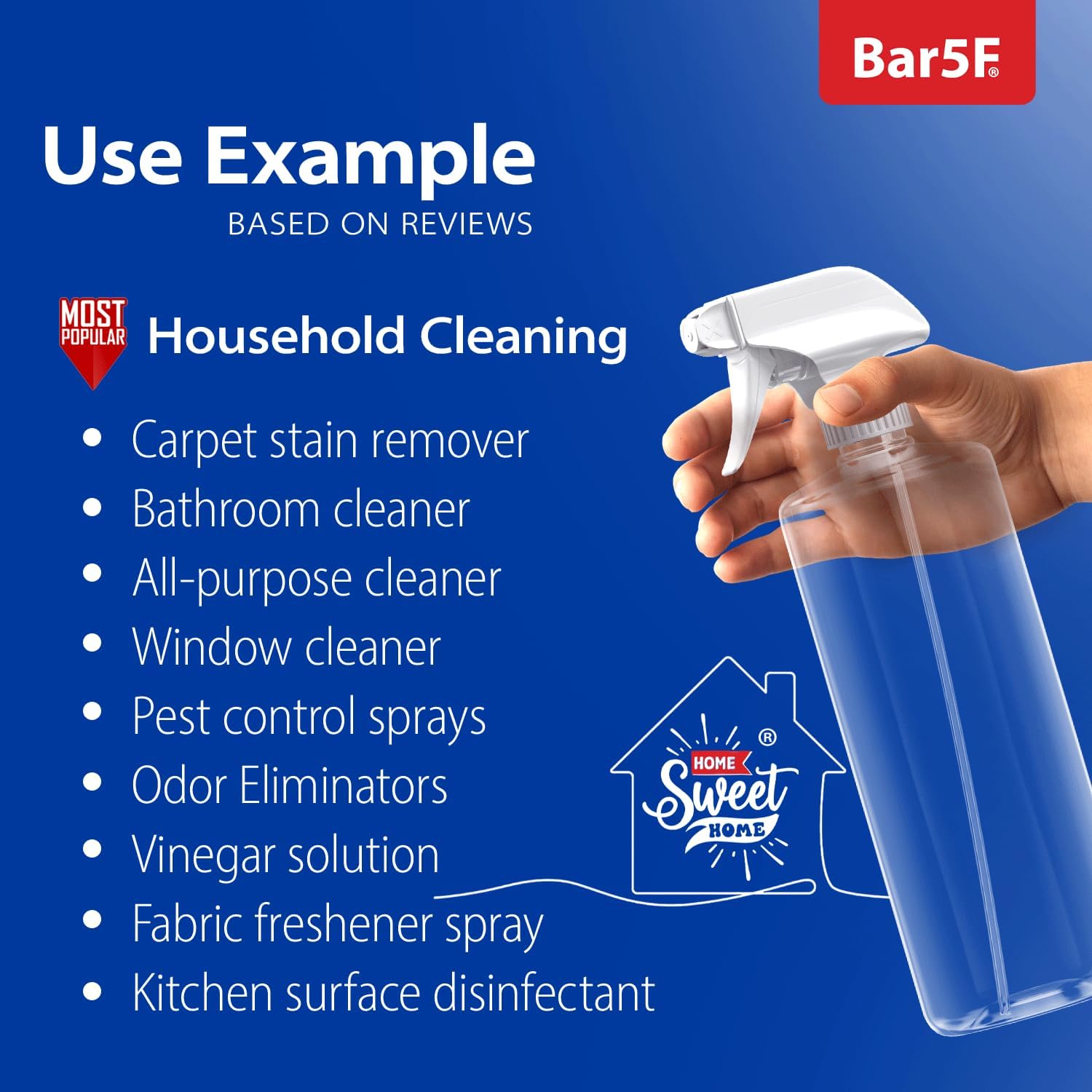 Bar5F Plastic Spray Bottles with Mixor Trigger, 32 oz, Pack of 3 photo 3