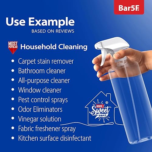 Miniatura 3 de Bar5F Botellas de plástico con disparador mezclador, 32 onzas, profesionales, a prueba de fugas, vacías, ajustables a un potente rociador,