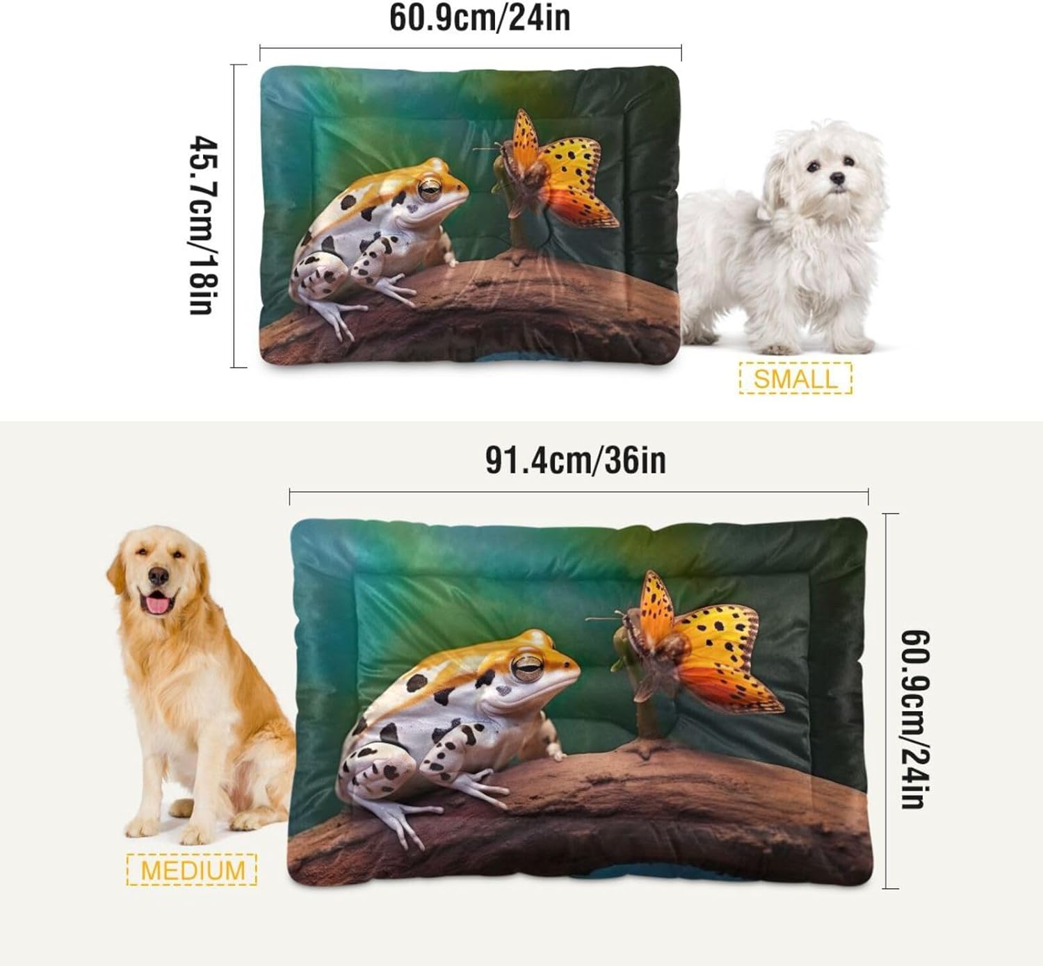 review Toad and Butterfly Pet Bed Mat, Non-Slip Washable Pee Pads Soft Comfortable Dog Bed Mat for Floor Living Room Sofa 24 X 18 Inch