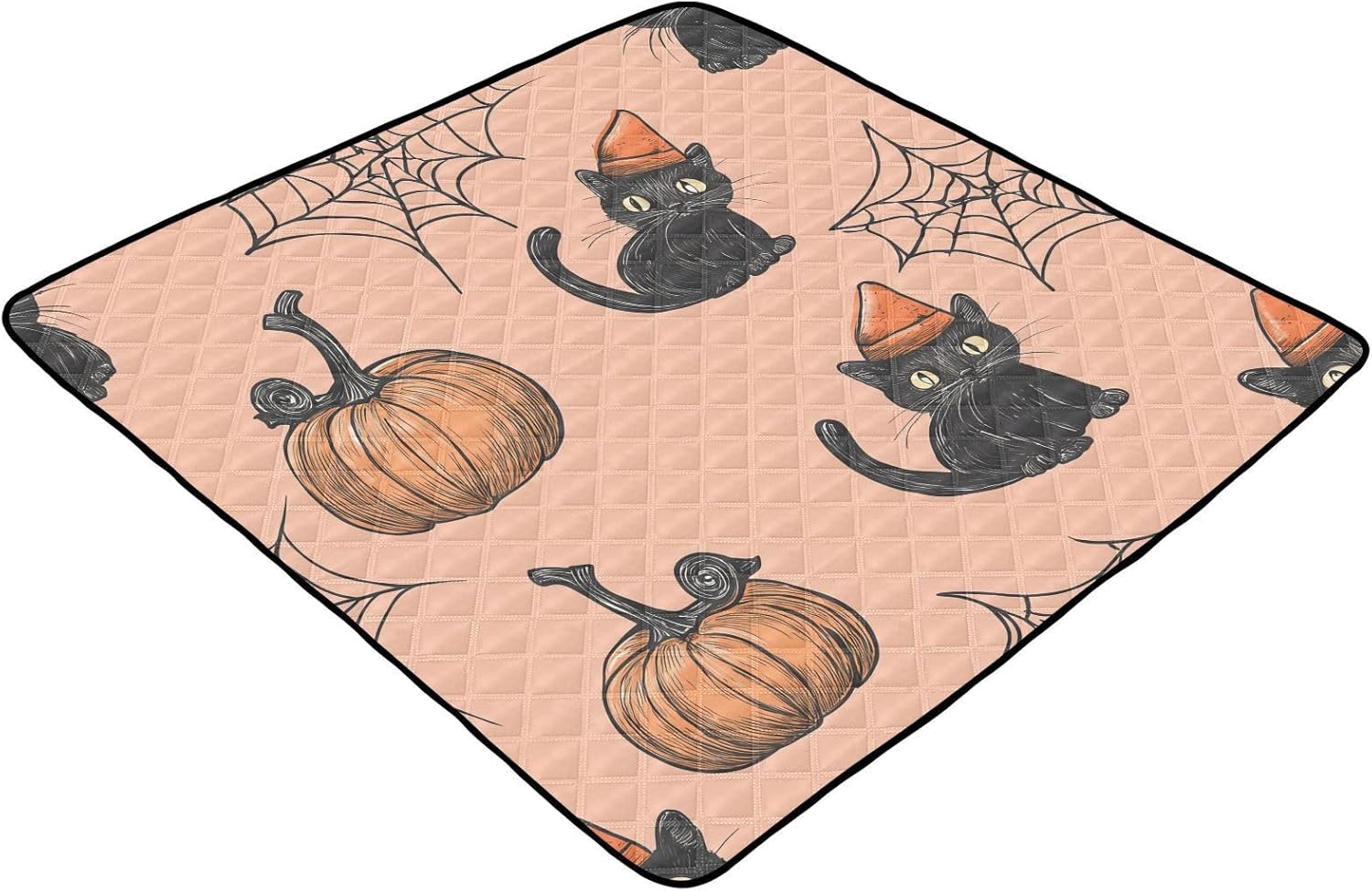 Graffiti Black Cat Baby Play Mat, 50“ X 50” Washable Folding Crawling Mat, Baby Floor Mat, Soft, Non-Slip