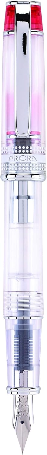 PILOT Prera Fountain Pen, Clear Barrel with Pink/Silver Accents, Fine Nib (60827)