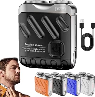 Portable Rotary Dual Ring Electric Shaver, 2025 New Electric Razor for Men, Rechargeable Portable Mini Shavers Razor with Ipx7 Waterproof Wet/Dry (Black)