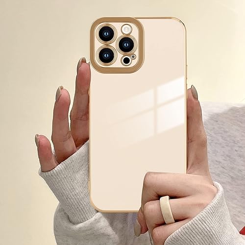 Miniatura 4 de Lafunda Diseñada para iPhone 13 Pro, fundas de lujo con bonito chapado para mujeres y niñas, elegante borde dorado, a prueba de golpes, TPU con