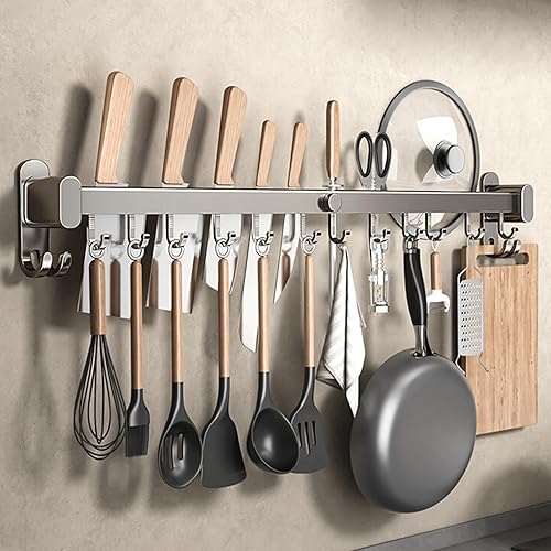Organizador de utensilios de cocina para colgar ollas, organizador de pared todo en uno, organizador de pared de cocina multifuncional,