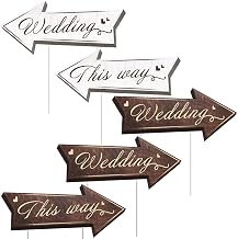 Wedding Directional Road Sign Arrow Yard Sign With Exquisite Double-sided Printing, Waterproof Large Sign With Stakes, Wedding Supplies - 5PCS