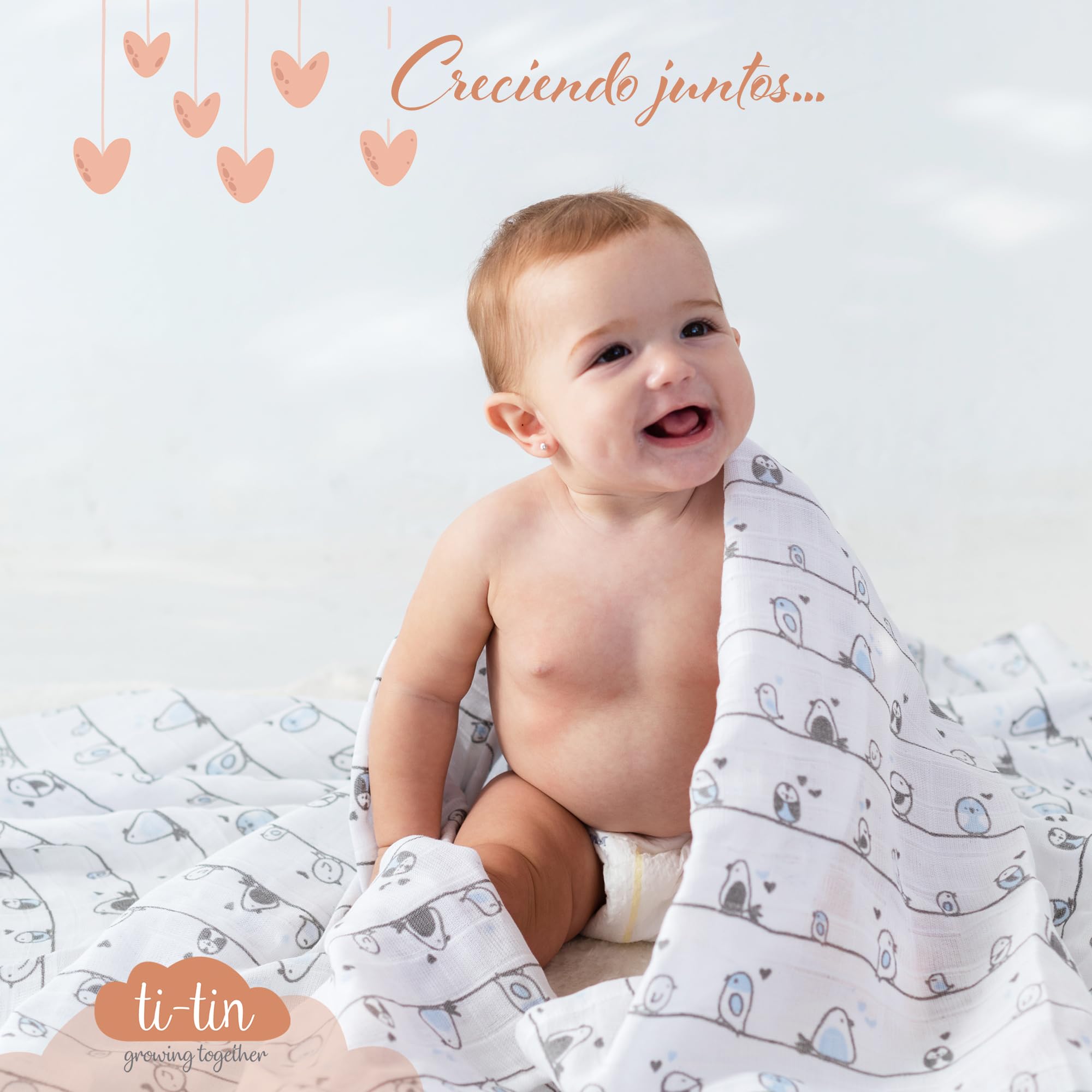 Ti TIN arrullo para bebé 80 x 80 cm, Doble Capa de algodón 100%, Transpirable, Extra Suave, fácil Lavado y Apto para Secadora, diseño Ligero y Estampados Divertidos