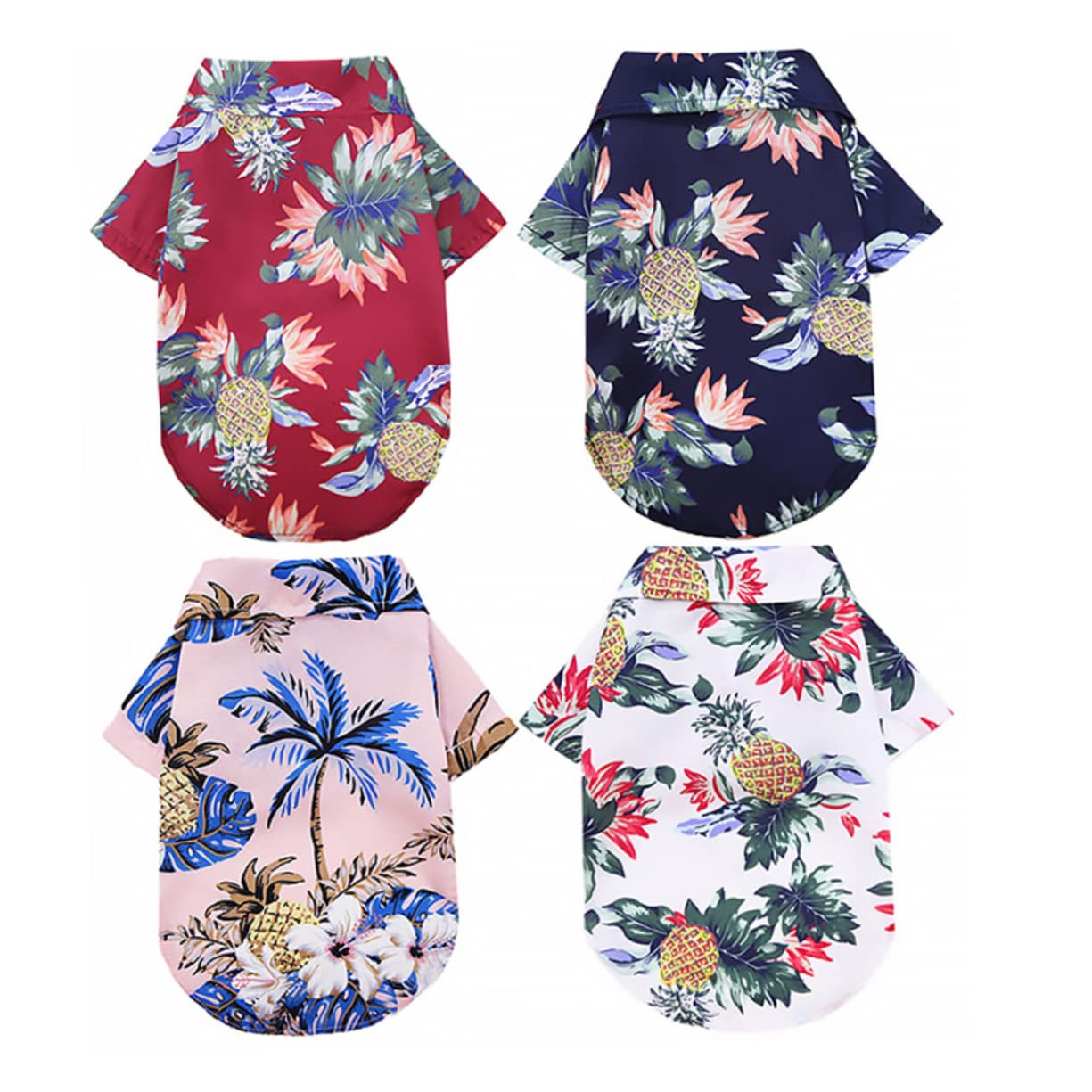 Happyyami Hawaiian Dog Shirt for Medium Dogs 4pcs Pet Summer T-shirt Cool Breathable — image 1