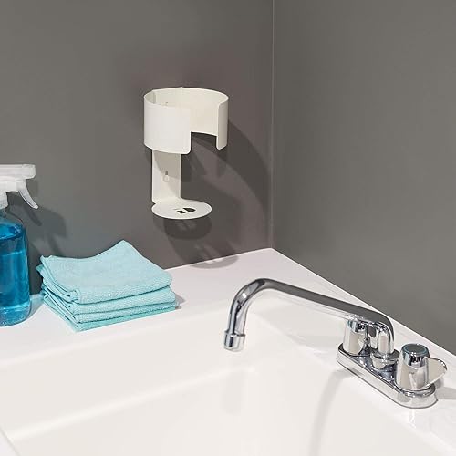 Miniatura 3 de iDesign - Soporte adhesivo para toallitas de limpieza para cocina o baño, color blanco coco