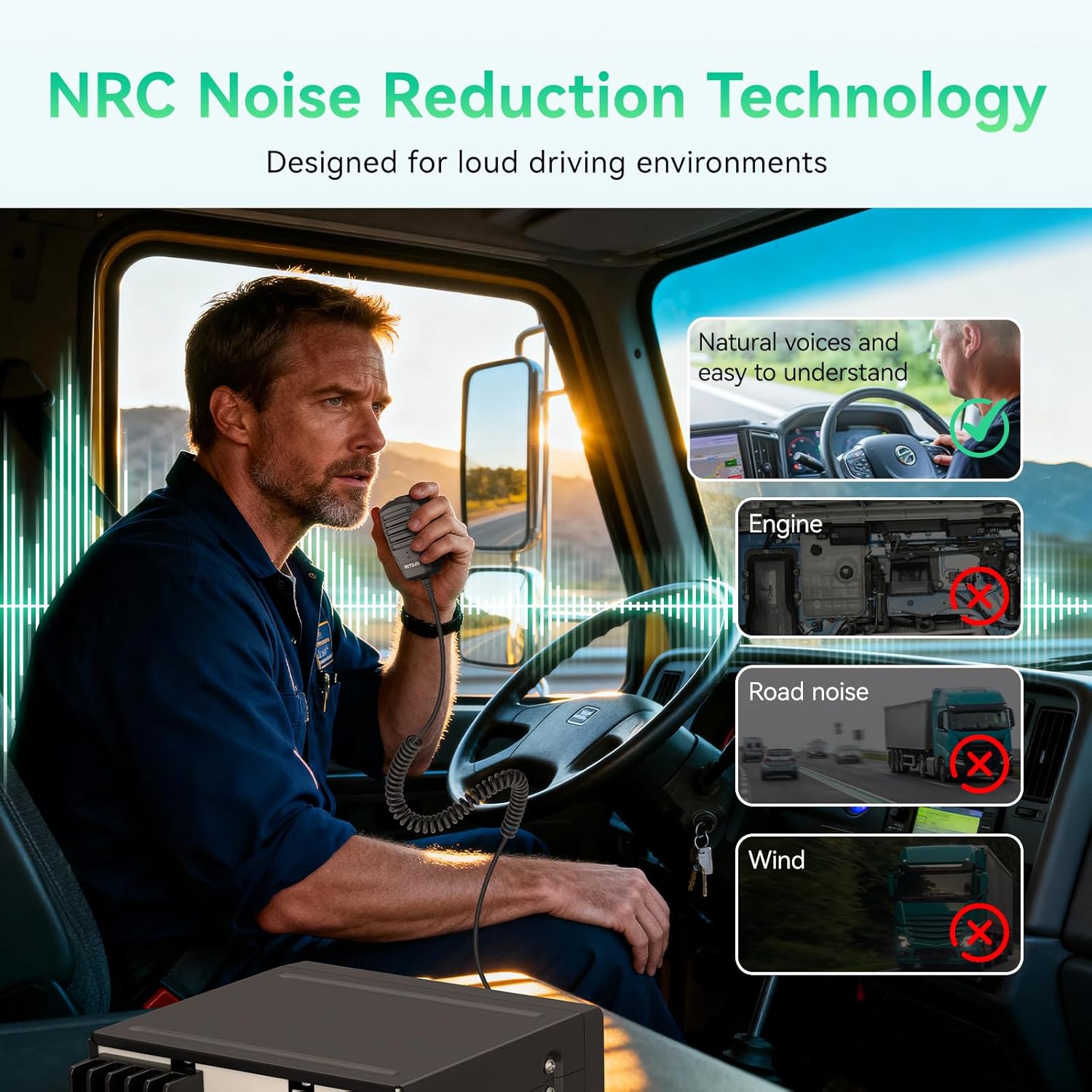 Retevis MB3B CB Radio with WX Channel, Adjustable 5-Color LCD Screen, SWR Warning, AM/FM CB Radio for Truck, Noise Canceling, 12V/24V, PA, EMG Channels 9/19, Cooling System for Off-Road Industrial