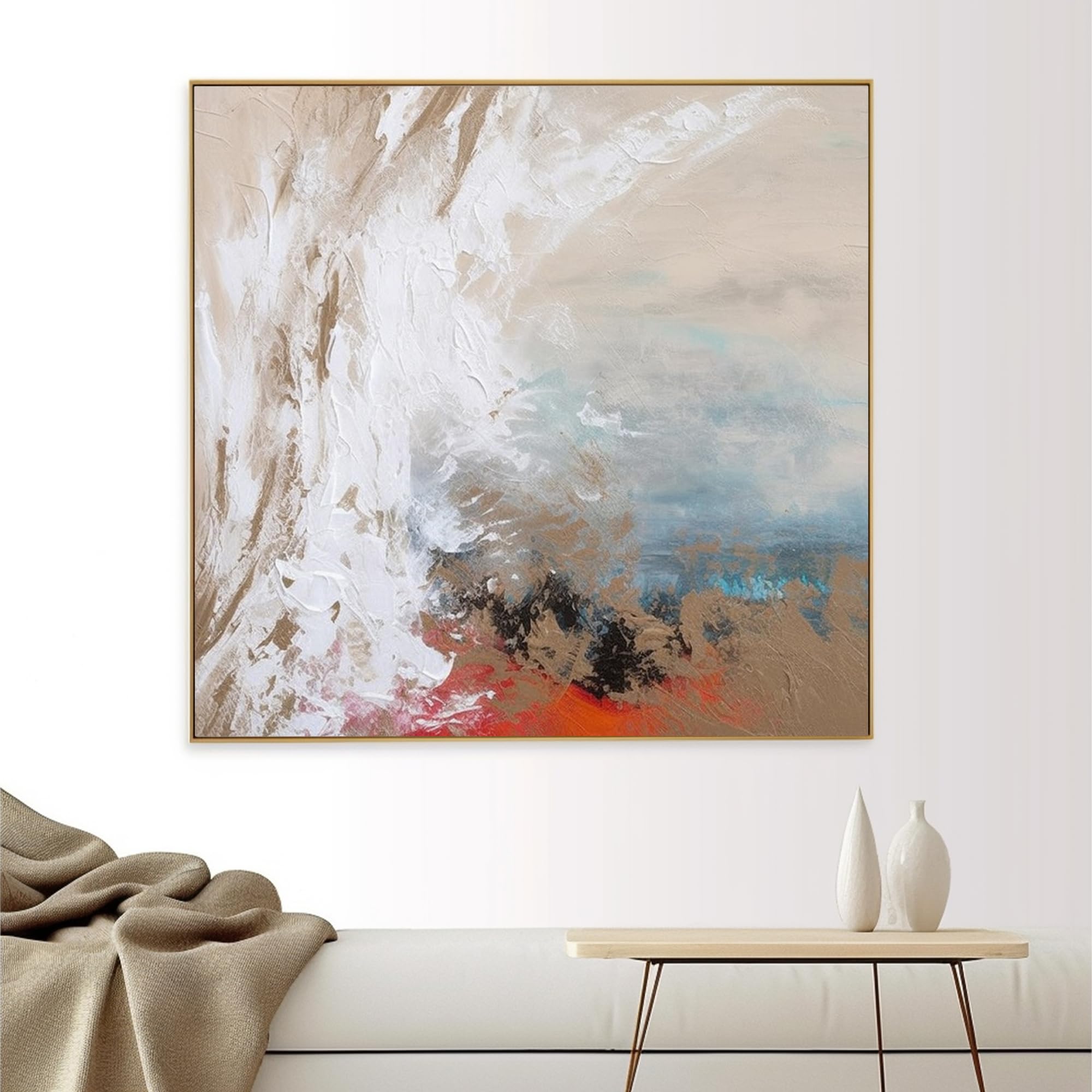 Amazon.com: White decorative art oil painting neutral minimalist