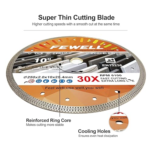 Vista 39 de FEWELL Hoja fina estupenda de la teja del diamante de la porcelana de 4 pulgadas 3 unids/lote para cortar azulejos de porcelana de cerámica