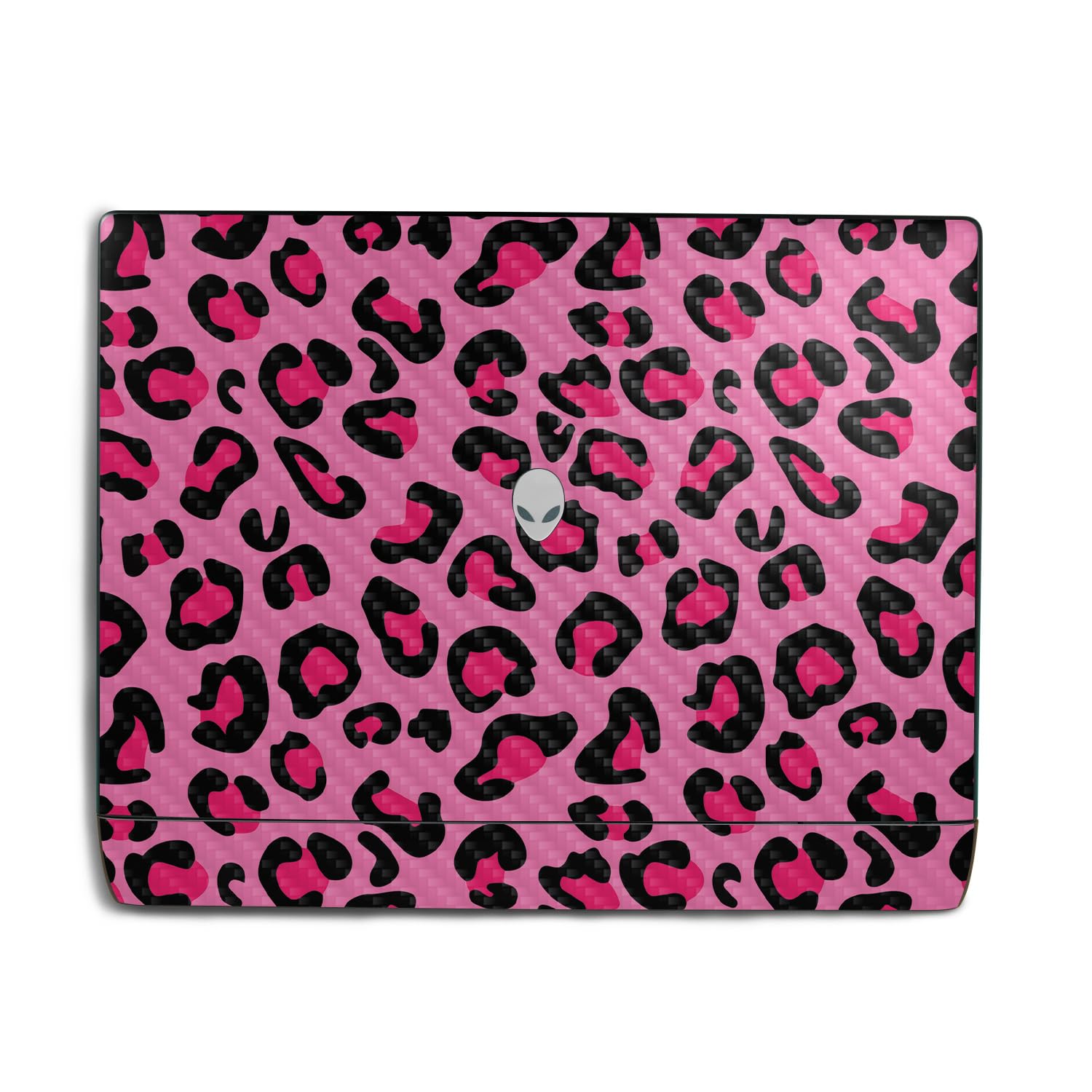 Carbon Fiber Laptop Skin Compatible with Alienware 18 Area-51 (2025) Top Cover Only - Pink Leopard - Premium 3M Vinyl Protective Wrap Decal Cover - Easy to Apply | Crafted in The USA by MightySkins