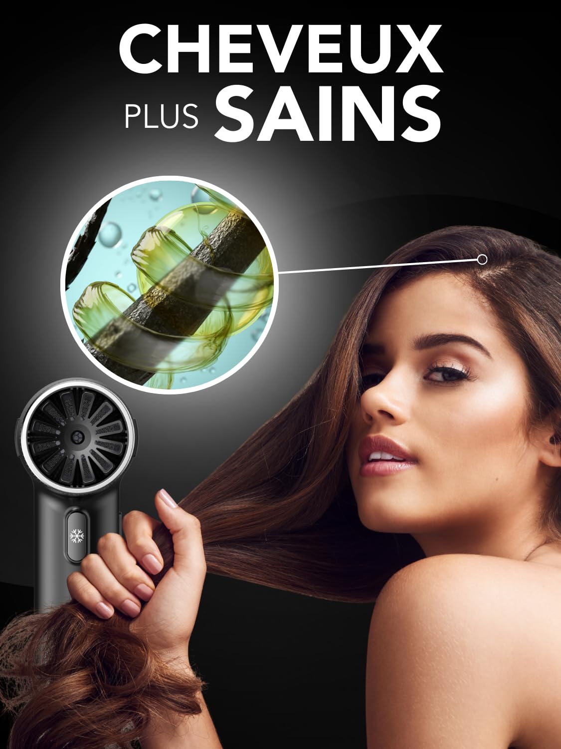 GA.MA Italy Professional, iQ3 Perfect, sèche-cheveux ultraléger avec moteur sans balais de 110 000 tr/min, technologie Stand-by et fonction Turbo, puissance 1600 W, noir