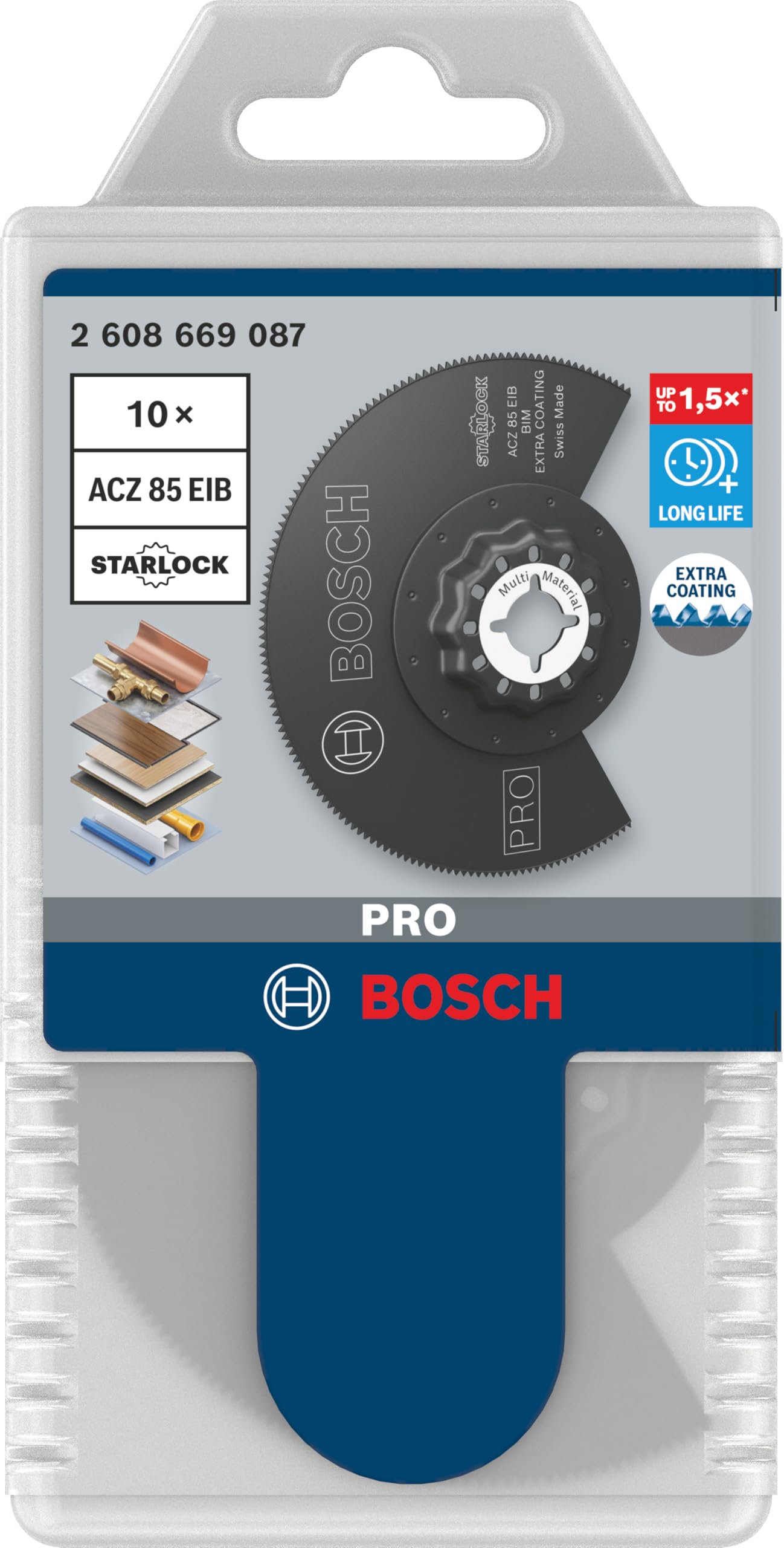 Bosch 10x PRO ACZ 85 EIB Blatt für Multifunktionswerkzeuge, 85 mm, 10-tlg.