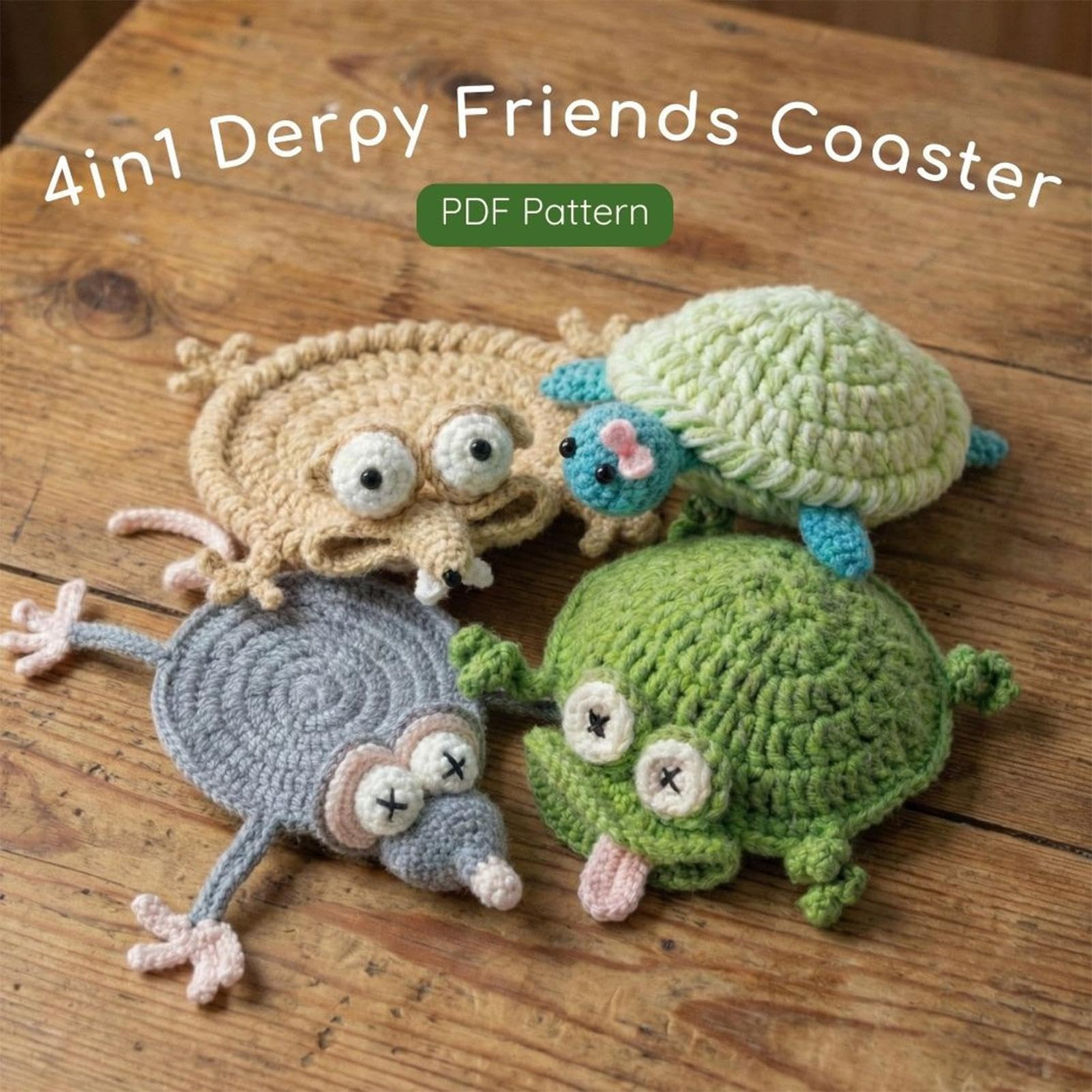 4 posavasos de fieltro con forma de animal, decoración de escritorio, 10 x 10 cm, bonitos tapetes absorbentes de estilo ganchillo, protectores de mesa para cocina, apartamento, inauguración de la casa