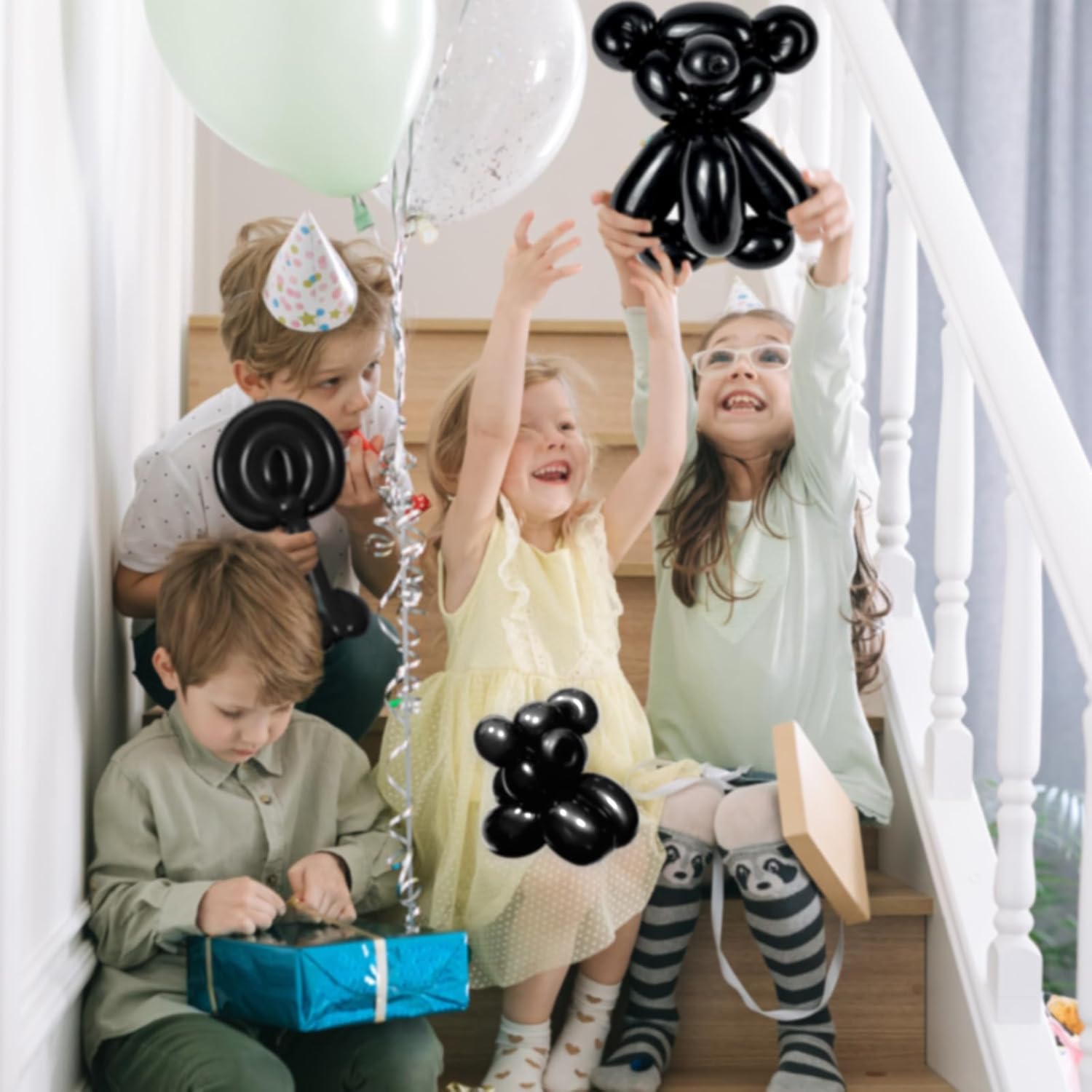 KAWKALSH 260 Black Long Balloons for Balloon Garland Thickening Skinny Latex Twisting Animals Modeling Christmas Birthday Wedding Party Festival Decorations 100pcs