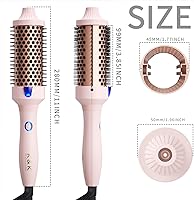 Vista 26 de K&K Cepillo rizador térmico – Cepillo de cerámica turmalina iónico de 1.5 pulgadas para volumen de raíces y rizos sueltos (negro)