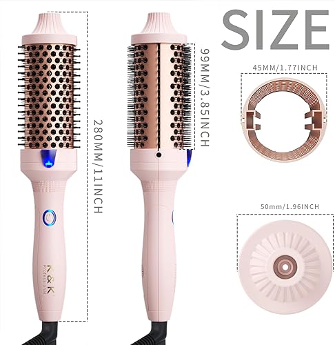 Miniatura 7 de K&K Thermal Brush Curling Iron 1.77 Inch Ceramic Tourmaline Ionic Hair Styler for Loose & Voluminous Curls, Dual Voltage for Long Hair Negro -,Rosado