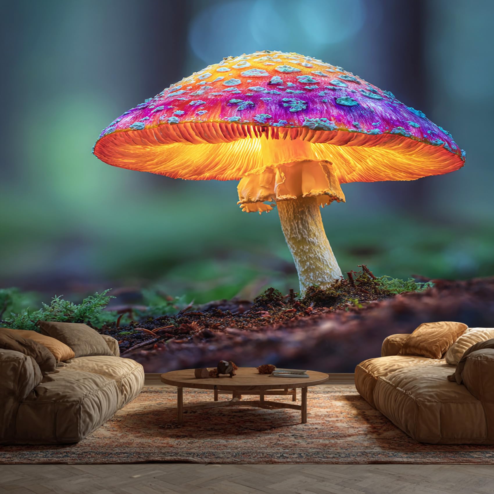 Mushroom Wallpaper - Mushrooms Wall Mural - Wall Murals for Living Room Bedroom - Photo Wallpaper & Home Decor Art - 150 x 105 cm A-6672