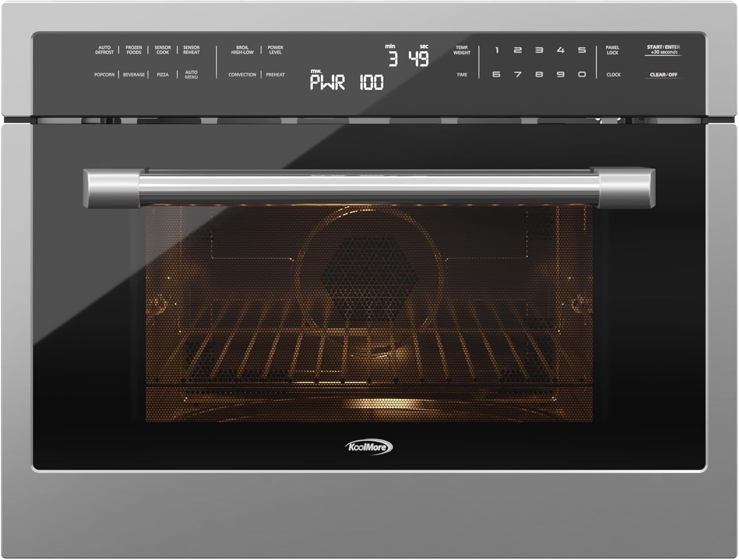 KoolMore Combinación de horno de convección y microondas integrado de 24 pulgadas con asador, puerta de cierre suave, potencia de 1000 vatios,