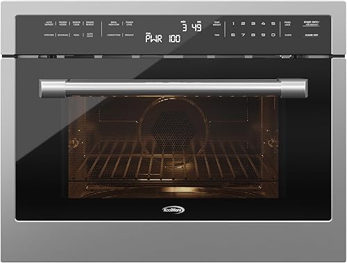 KoolMore Combinación de horno de convección y microondas integrado de 24 pulgadas con asador, puerta de cierre suave, potencia de 1000 vatios,