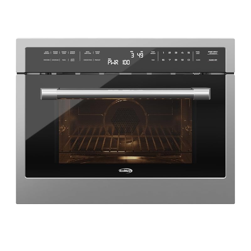 KoolMore 24 Inch Built-in Convection Oven and Microwave Combination with Broil, Soft Close Door, 1000 Watt Power, Stainless Steel Finish, Touch Control LCD Display