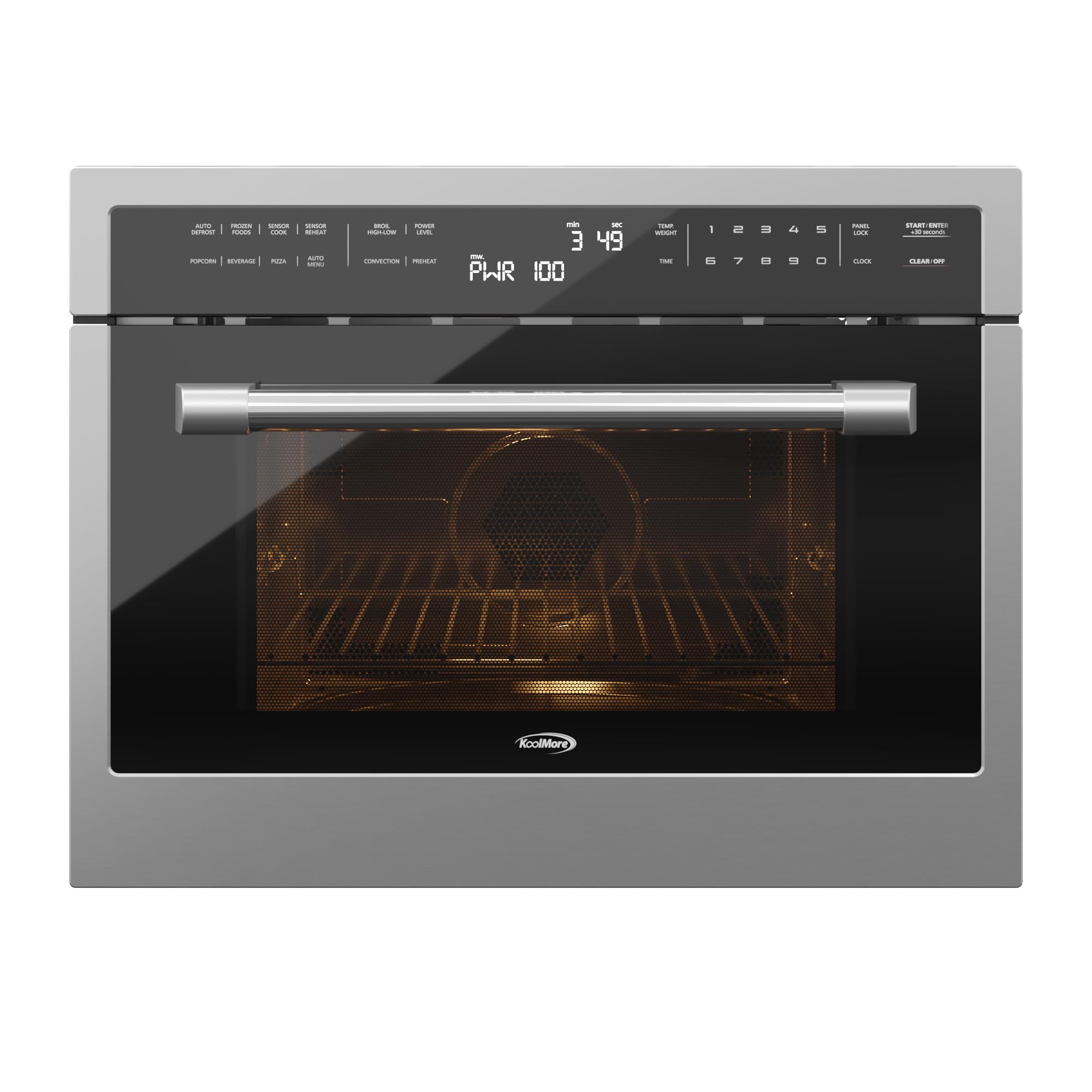KoolMore COM-24SS 24 Inch Built-in Convection Oven and Microwave Combination with Broil, Soft Close Door, 1000 Watt Power, Stainless Steel Finish, Touch Control LCD Display, 24 in/1.6 Cu. Ft, Silver