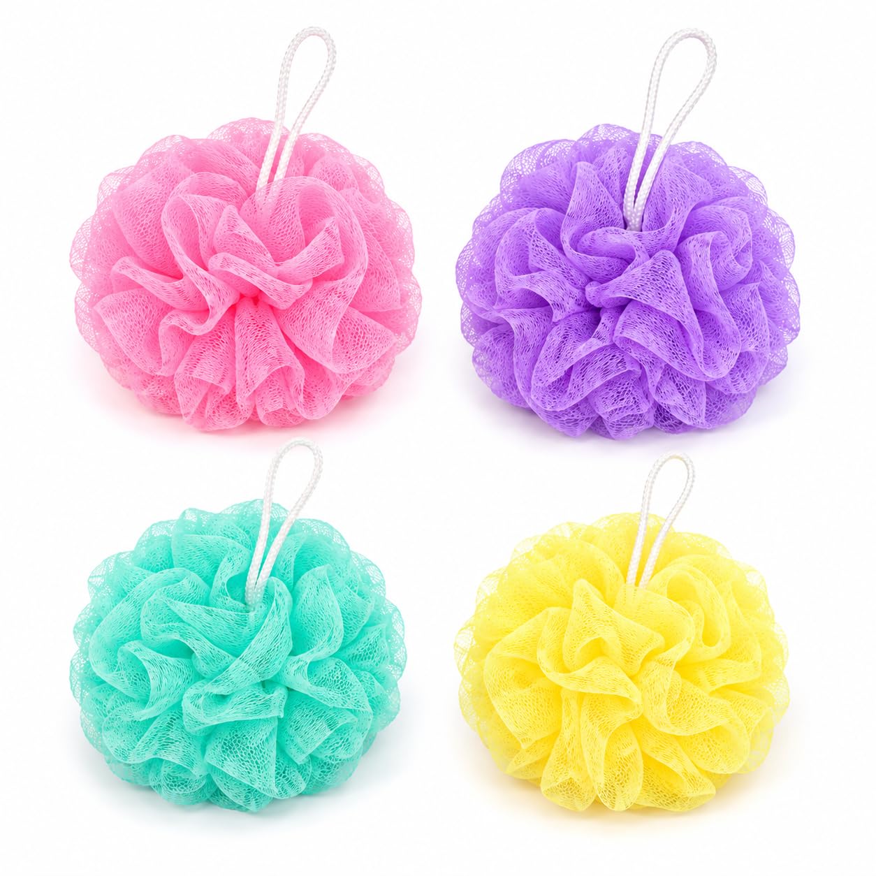 Soft Bath Sponge Loofah with Hanging Loop | Rich Foam Body Scrubber | Shower Mesh Sponge for Men & Women | Multicolor | Pack of 4-image-14