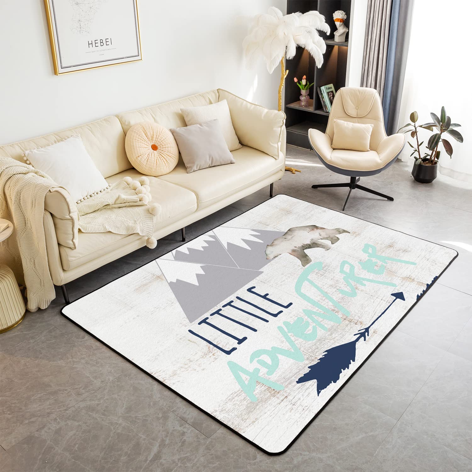 Tapis de couloir Happy Camping solution sol antidérapant sécurité pour salon et chambre