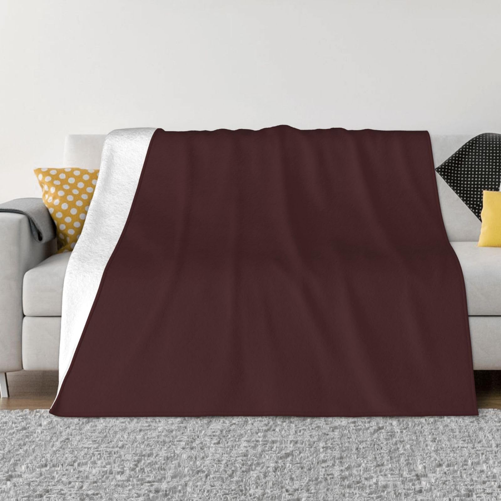Couverture de canapé chaude en flanelle marron santal premium