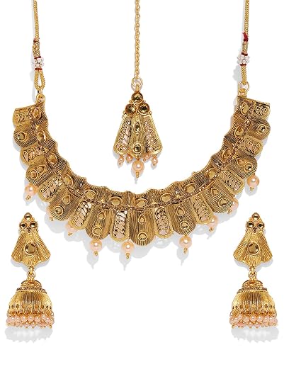 Buy Zaveri Pearls Antique Gold Tone 
