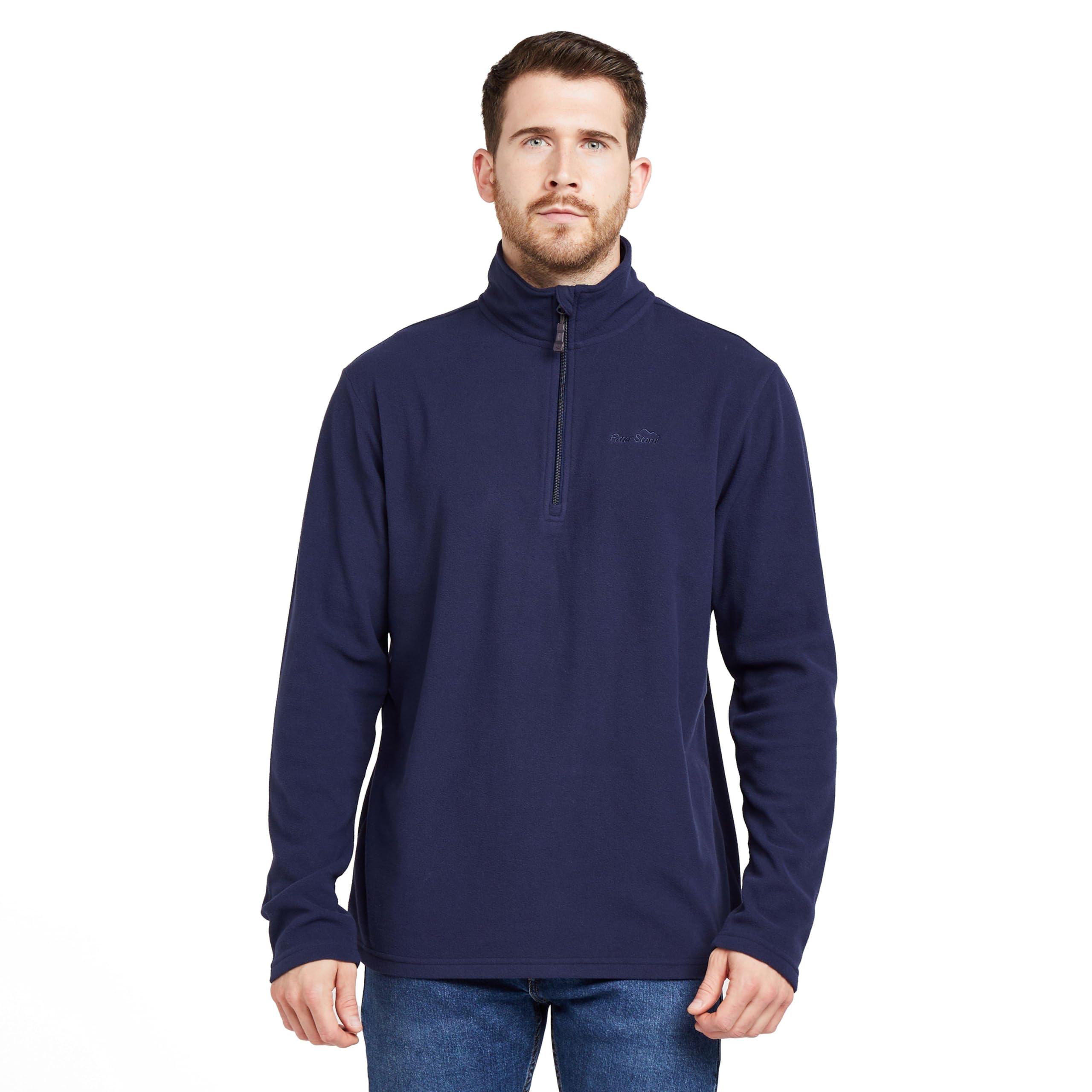 Peter Storm Mens Bracken Half Zip Fleece with Fitted Collar & Hem, Lightweight 60g Brushed Microfleece Midlayer Pullover (UK, Alpha, XXL, Regular, Regular, Navy)